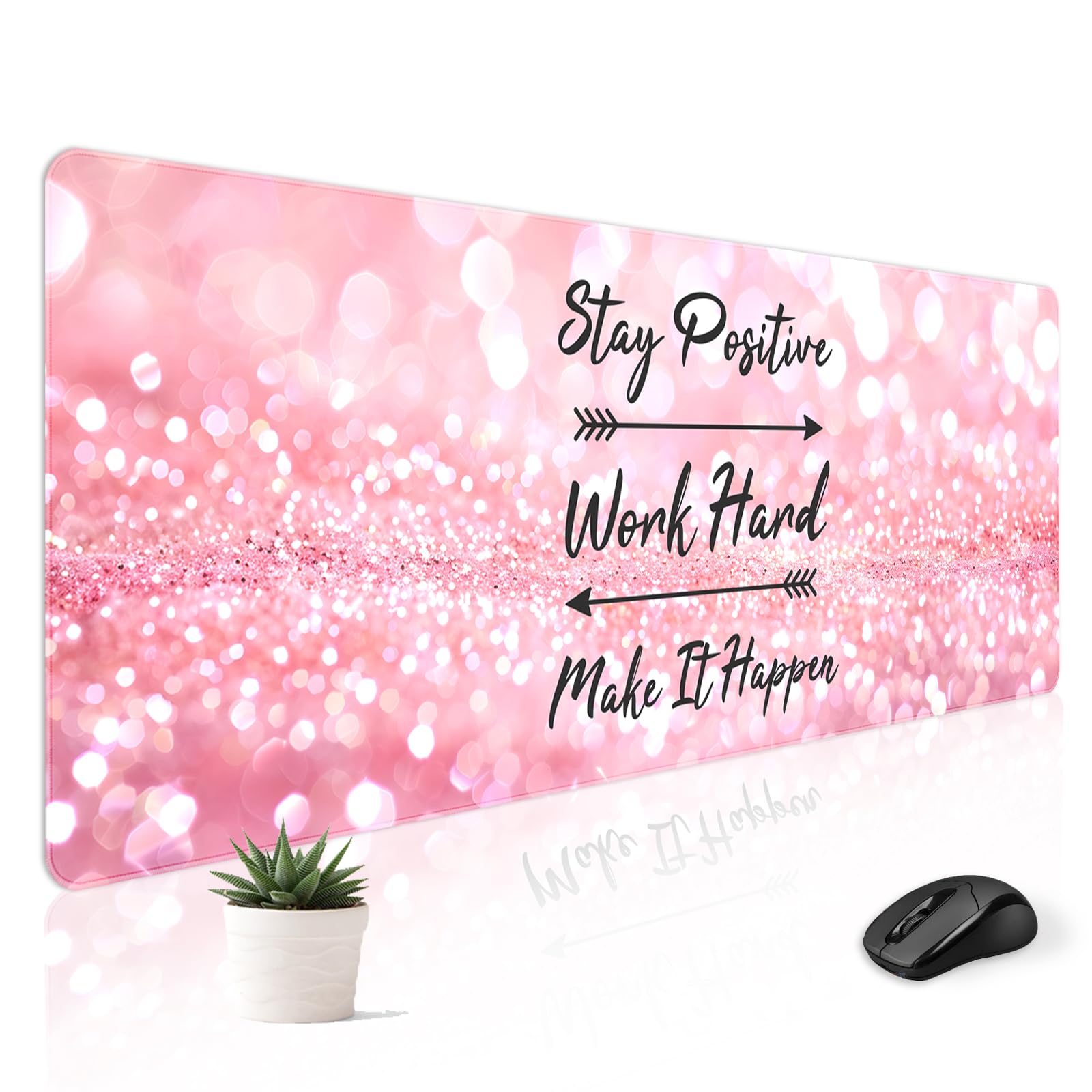 Stanoha Cute Desk Mat for Keyboard Desktop Extra Large Mouse Pad, Quotes