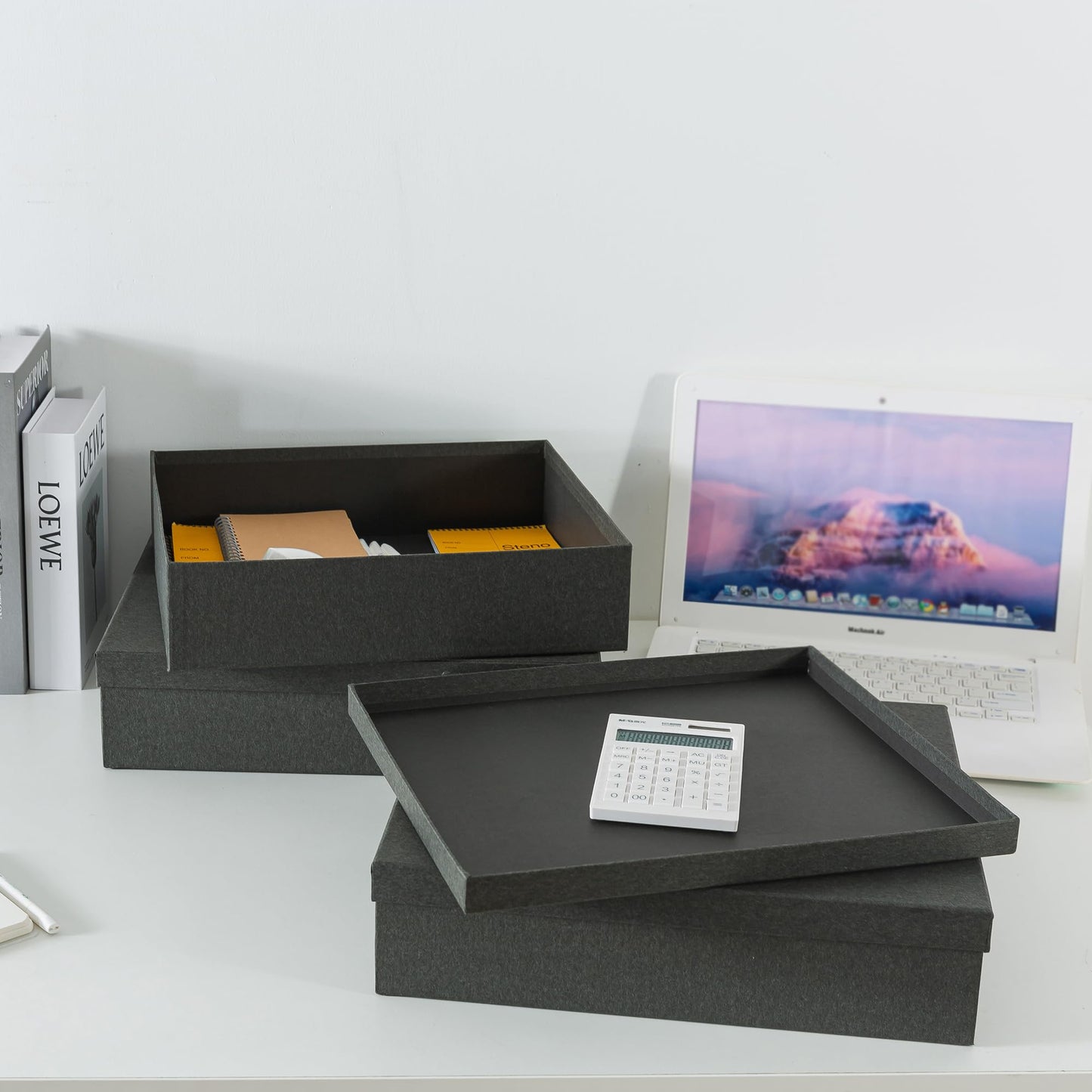 Soul & Lane - Black Kraft Decorative Storage Boxes with Lids, Set of 3