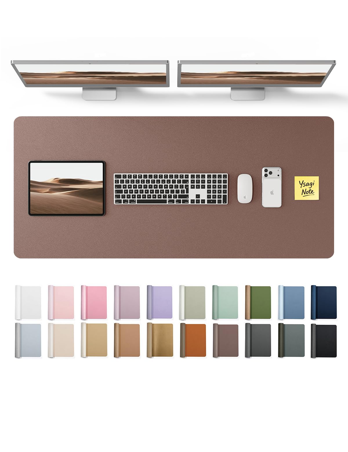 YSAGi Leather Desk Protector, Office Mat, Large Mouse Mat, Non-Slip PU Leather Blotter, Laptop