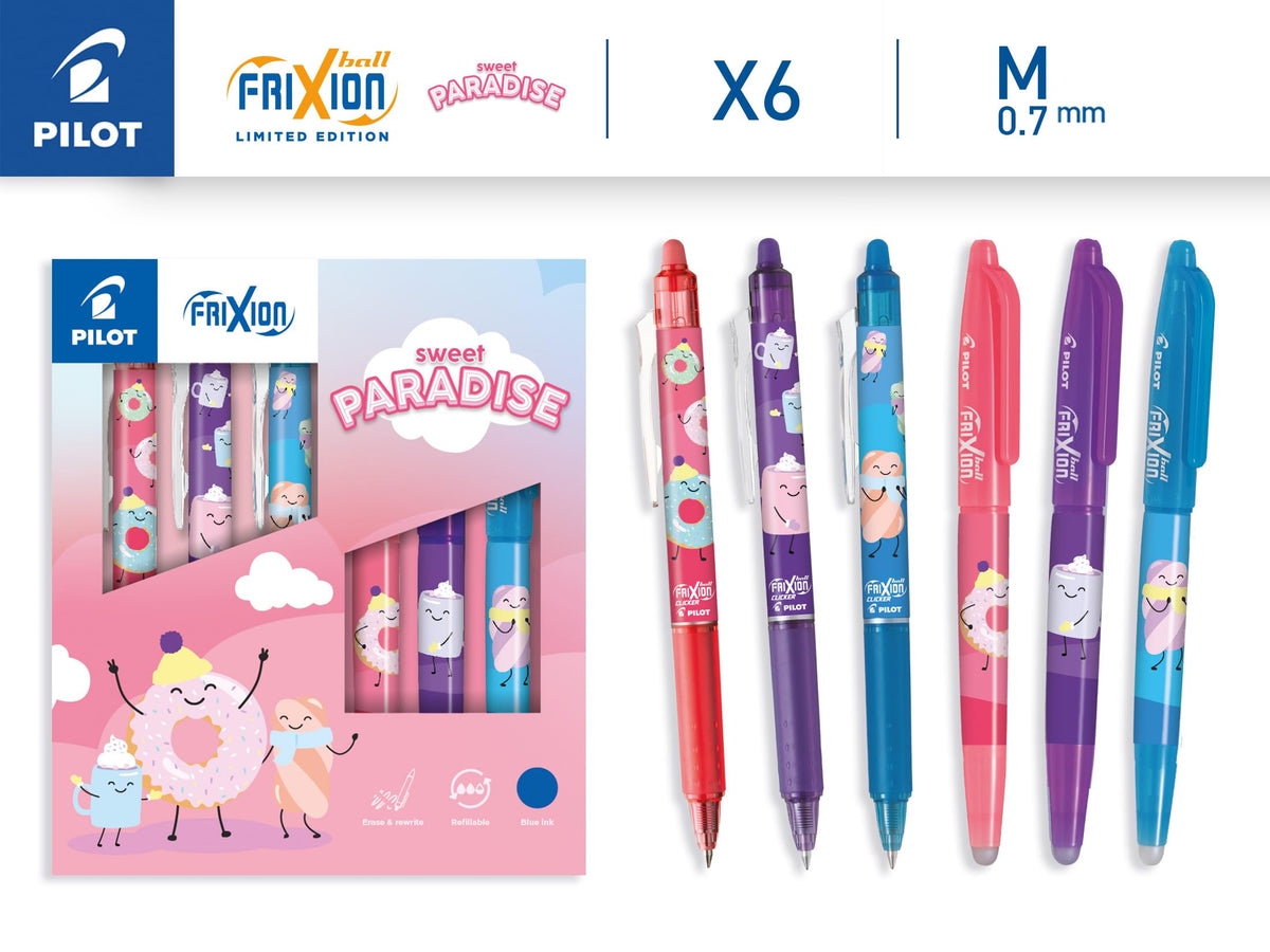 PILOT - Collector's Box 3 Frixion Ball + 3 FriXion Ball Clickers - Erasable Pens - Limited Edition