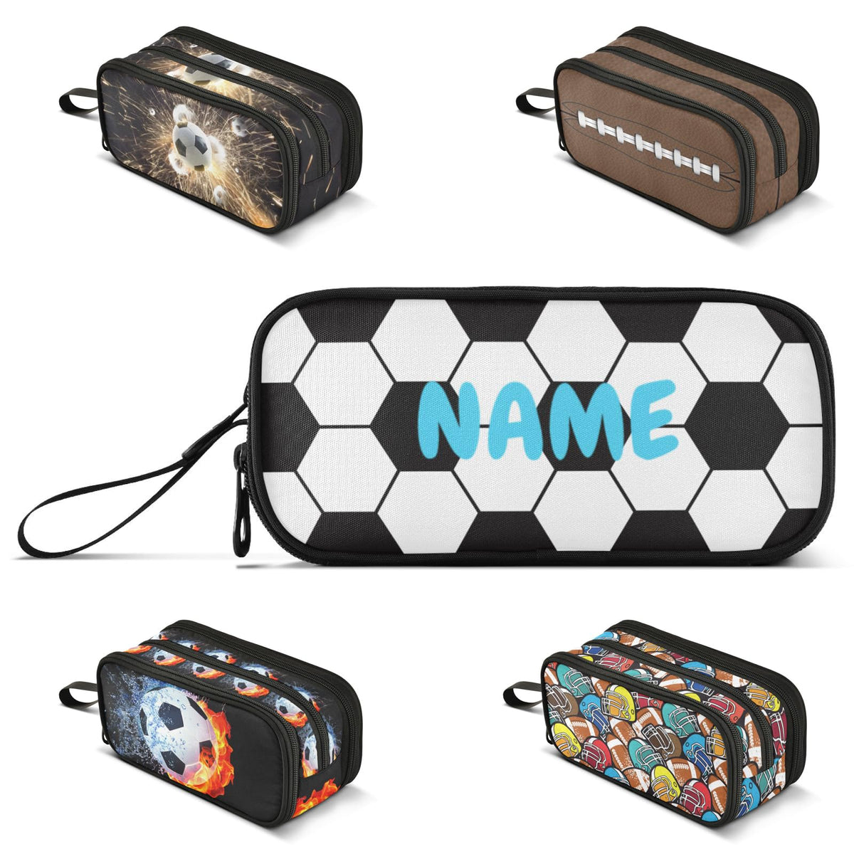 XUWU Personalized Soccer Large Capacity Pencil Case Pencil Pouch Pen Box