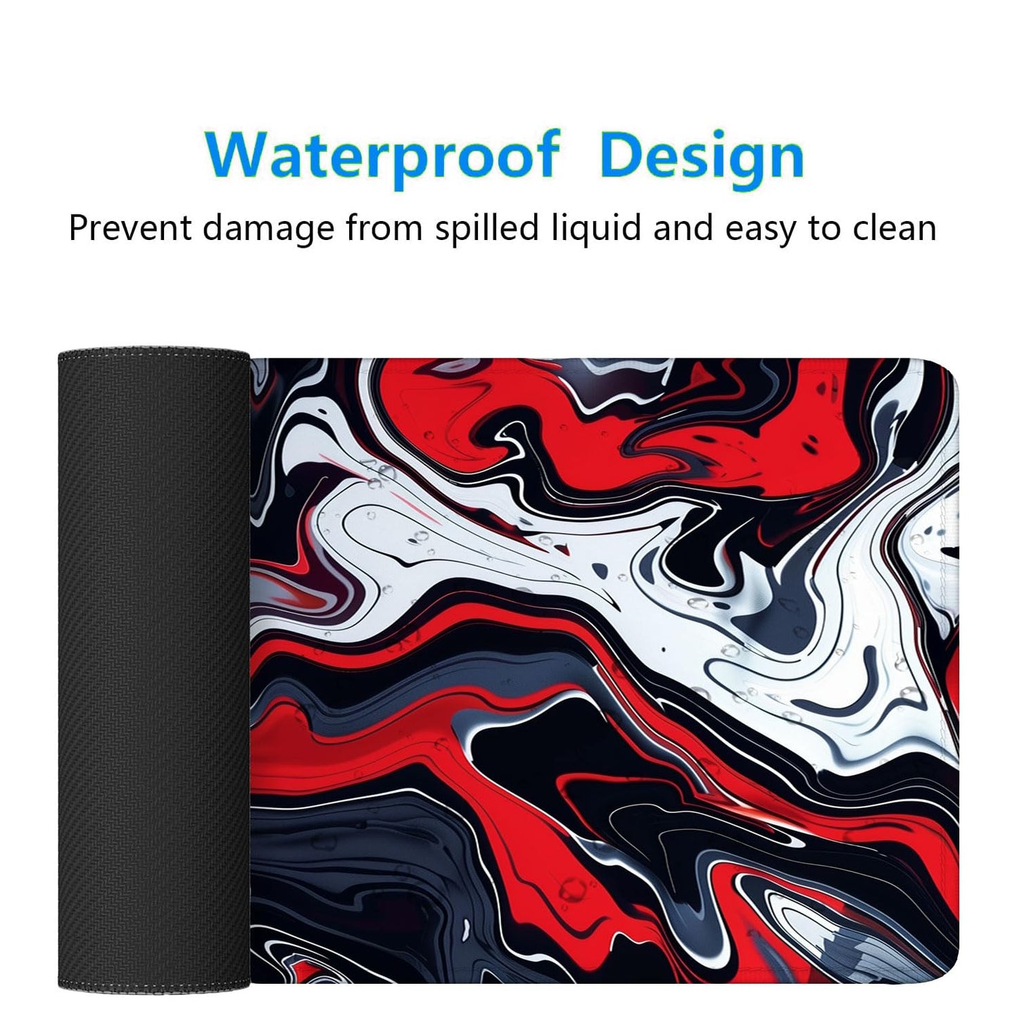 Red Marble Fluid Gaming Mouse Pad Desk Pad Abstract Black White Mousepad XL Large Gaming Mouse Pad
