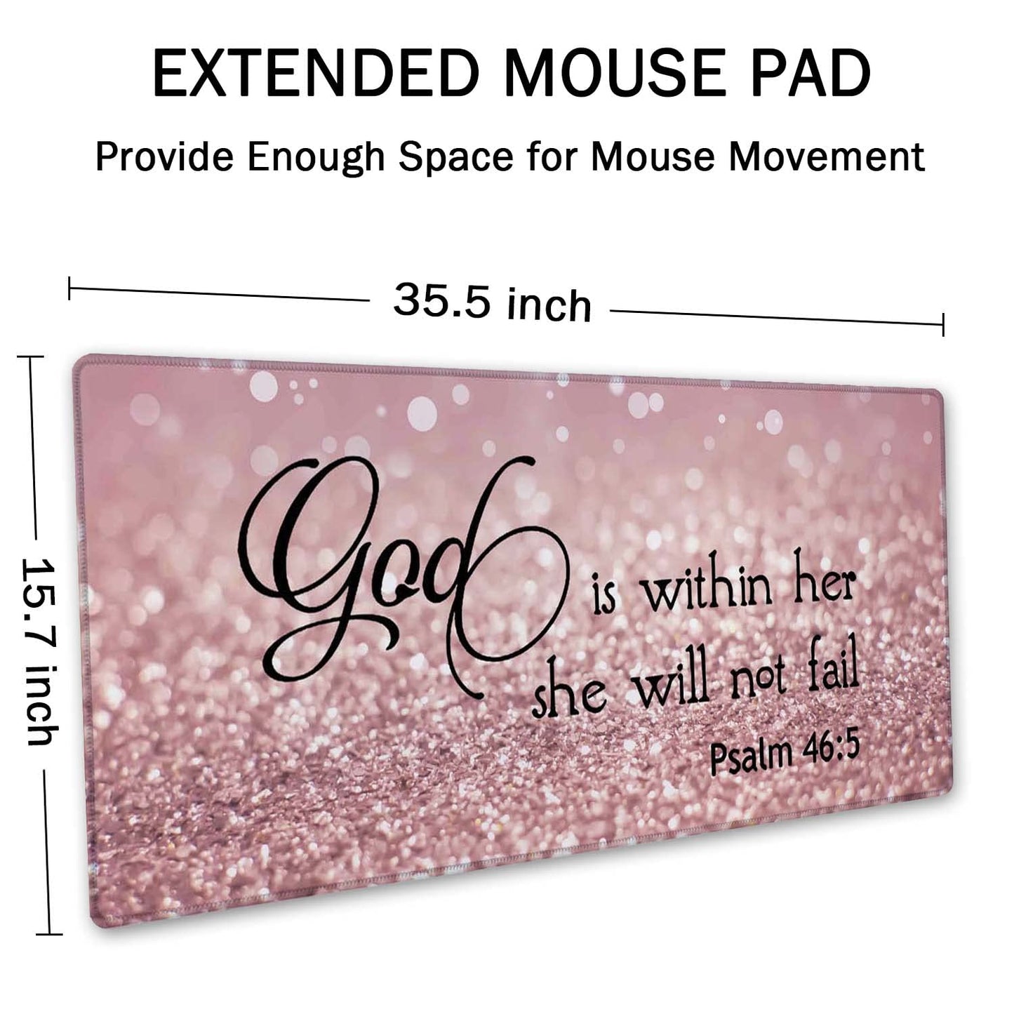 SSOIU Bible Verse Mouse Pad 35.5 X 15.7 Inch XXL Full Desk Mousepad Extended Large Non-Slip Rubber