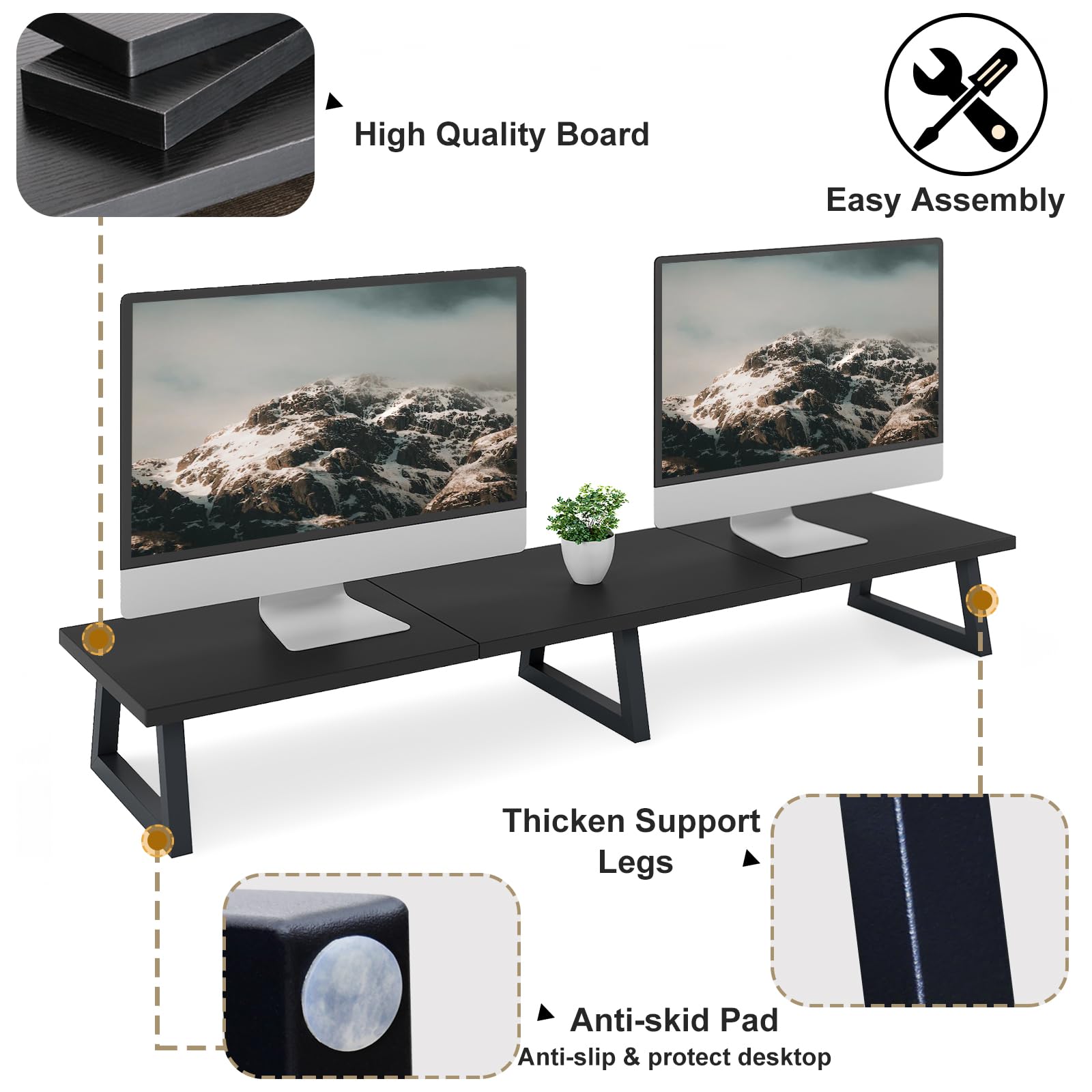 TEAMIX 42 inch Large Dual Monitor Riser, Desk Organizer Stand for TV Laptop