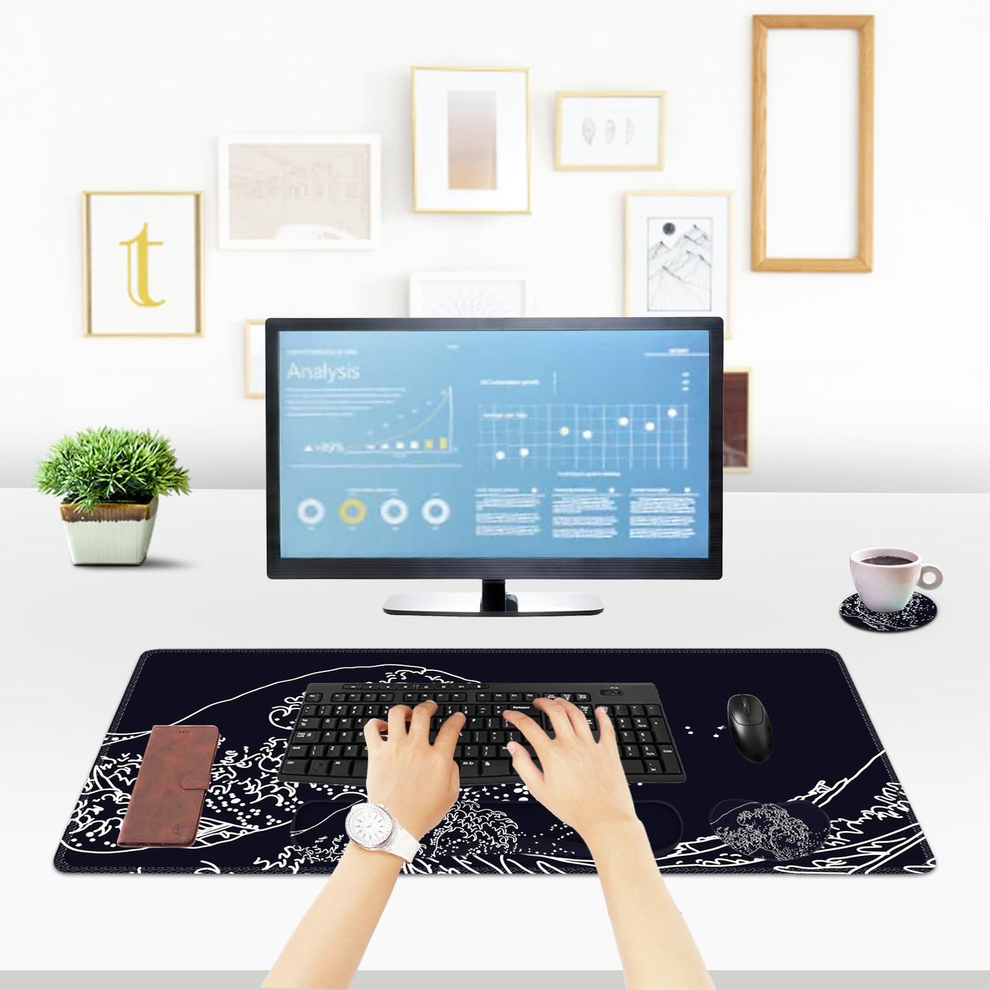 ToLuLu Extended Gaming Mouse Pad, Memory Foam Ergonomic Keyboard Mouse Wrist Rest Support Set