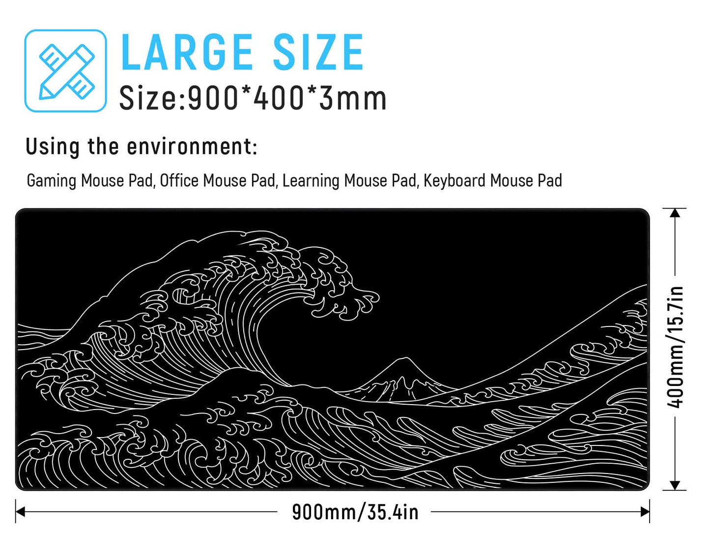 JIALONG Gaming Mouse Pad, Large Mousepad with Non-Slip Rubber Base, Smooth Cloth Surface Desk