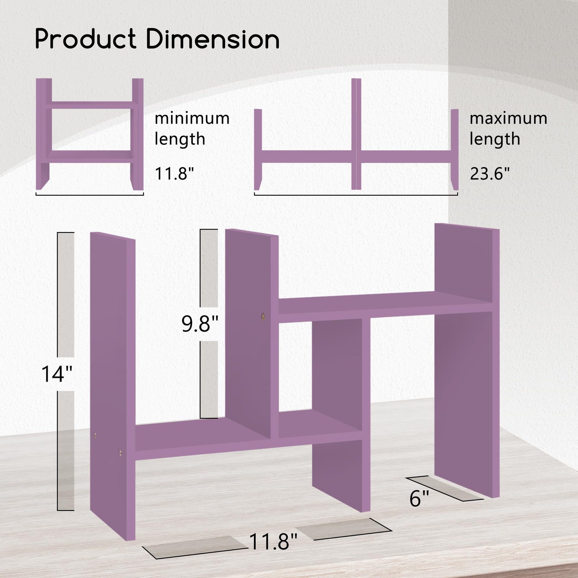 Jerry & Maggie Desktop Organizer Office Storage Rack Adjustable Wood Display Shelf Free Style