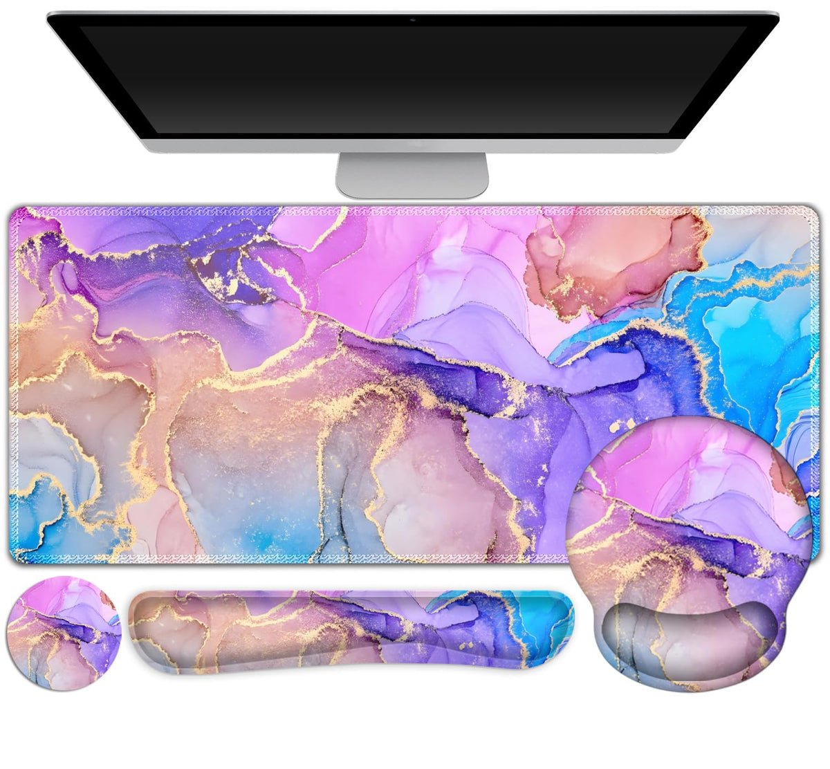 Gaming Mouse Pad, 4in1 XXL Mousepad Large Desk Mat, Cute Desk Pad Protector
