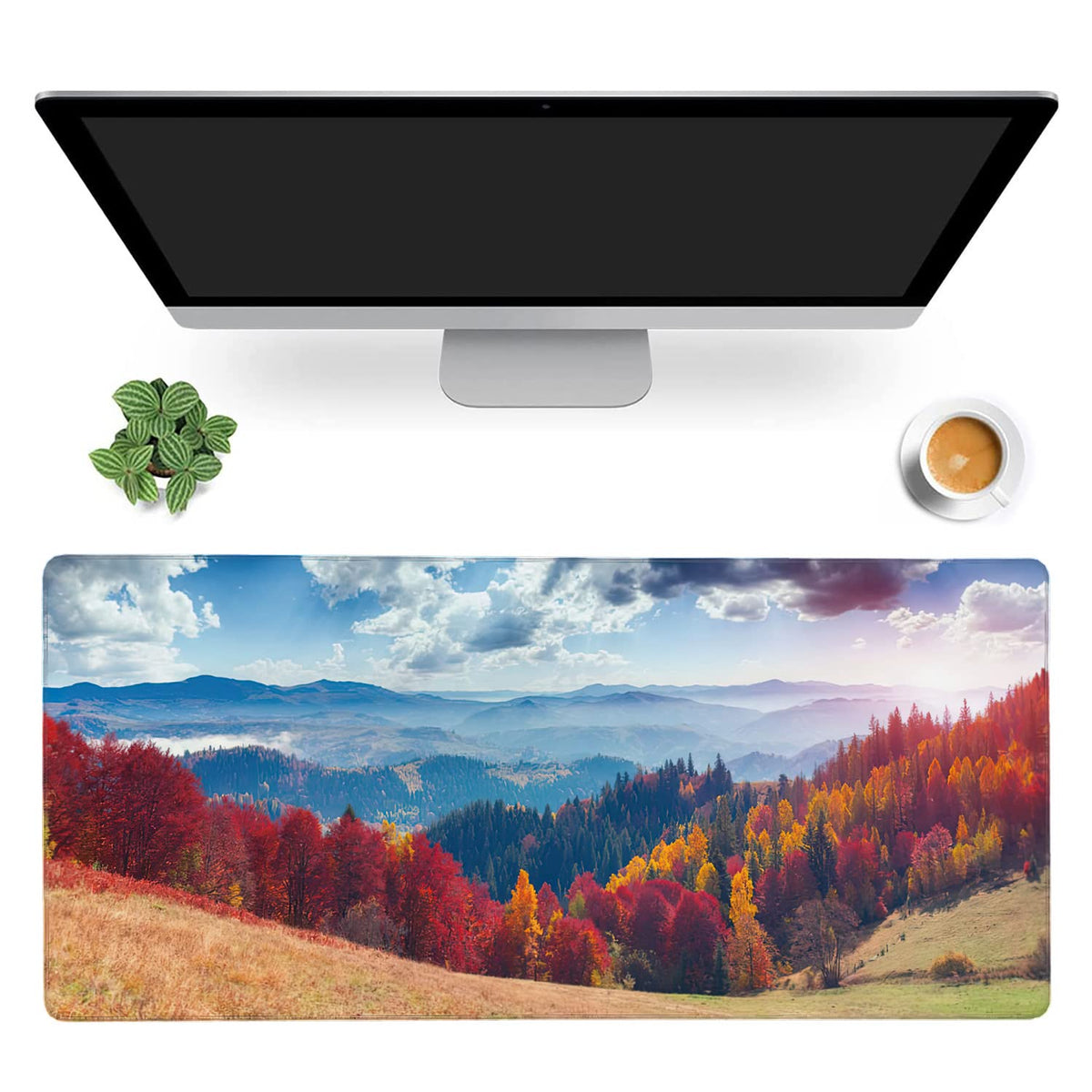 Colorful Autumn Landscape in Mountain Village Gaming Mouse Pad XXL Large Desk Mouse Pad Keyboard