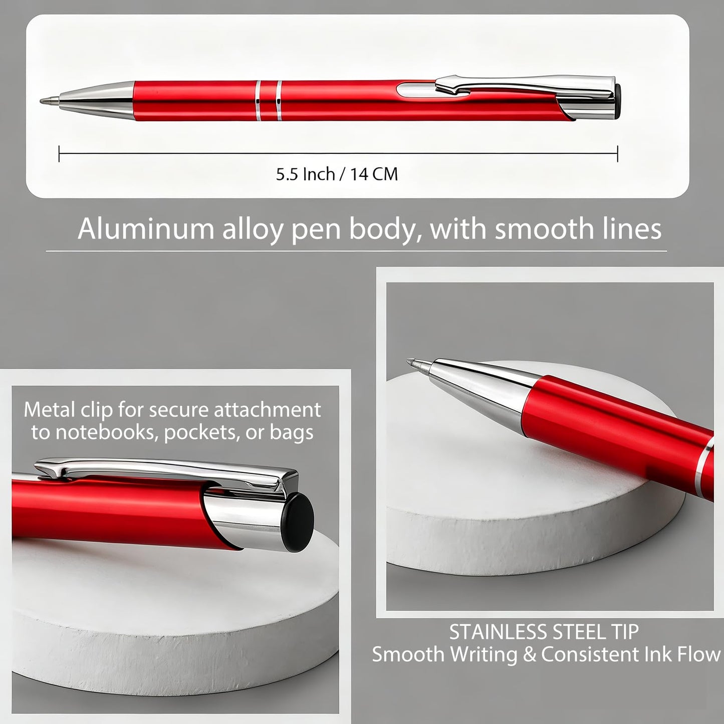 HH-STUDIO CUSTOM Logo Metal Ballpoint Pen for Office Gifts-50 Pack