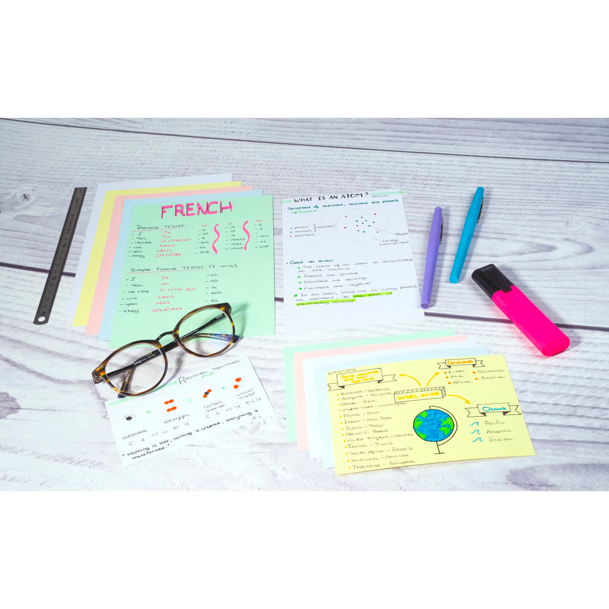 Exacompta - Ref 10500SE - Bristol Plain Record Cards (Pack of 100) - A7 in Size, 205gsm Card