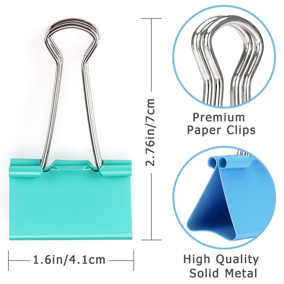 ZZTX 24 Pack Large Binder Clips 1.6 Inches Assorted Colors