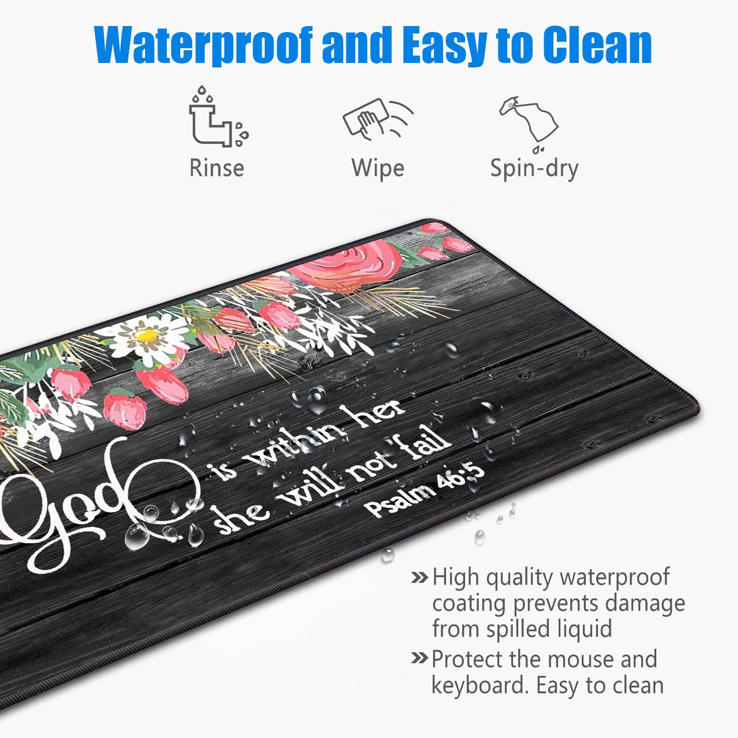 Desk Pad Mat With Coasters, 31.5"x 11.8" XXL Large Gaming Mouse Mat With Non-Slip Base and Stitched