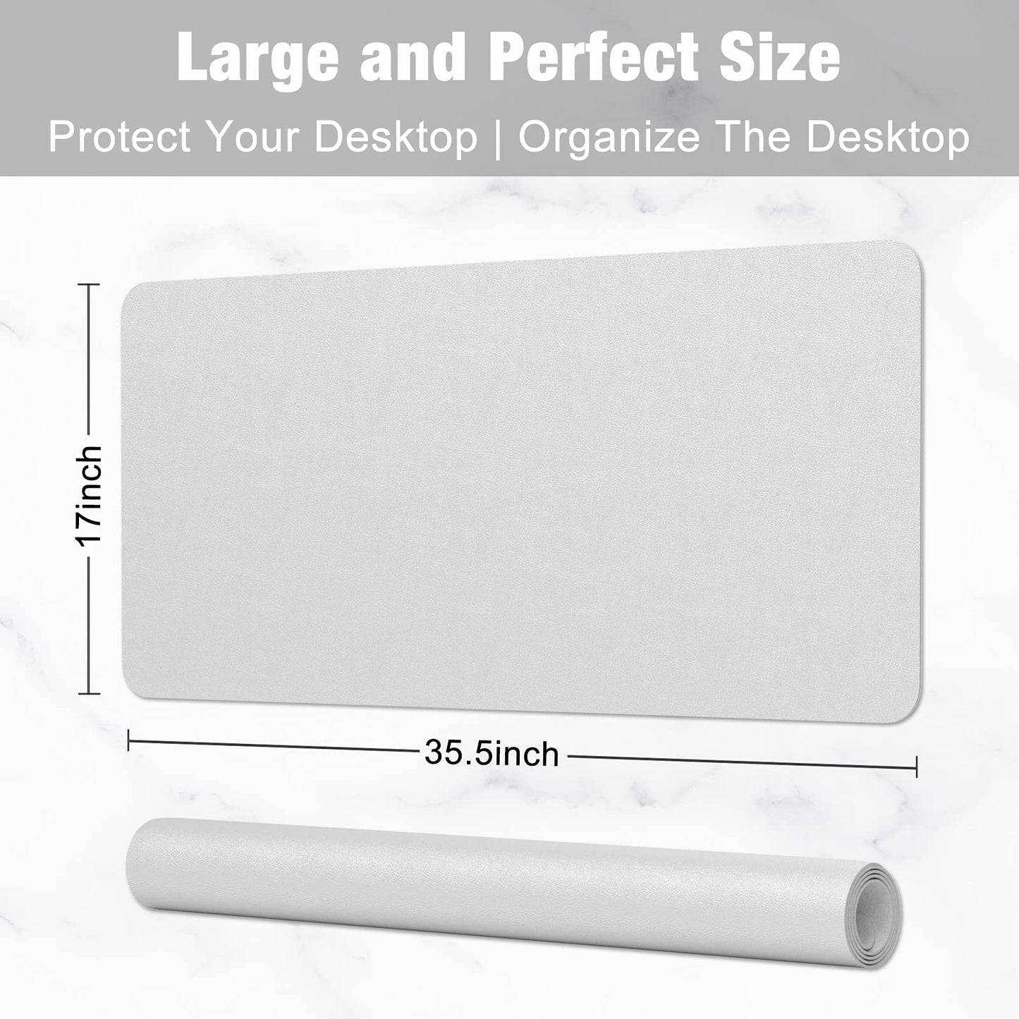 Hsurbtra Desk Pad, 35.5" x 17" PU Leather Desk Mat, XXL Extended Mouse Pad, Waterproof Desktop