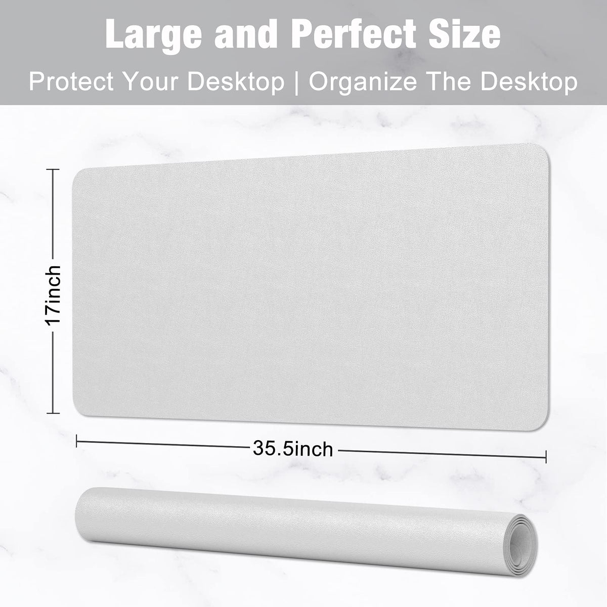 Hsurbtra Desk Pad, 35.5" x 17" PU Leather Desk Mat, XXL Extended Mouse Pad, Waterproof Desktop