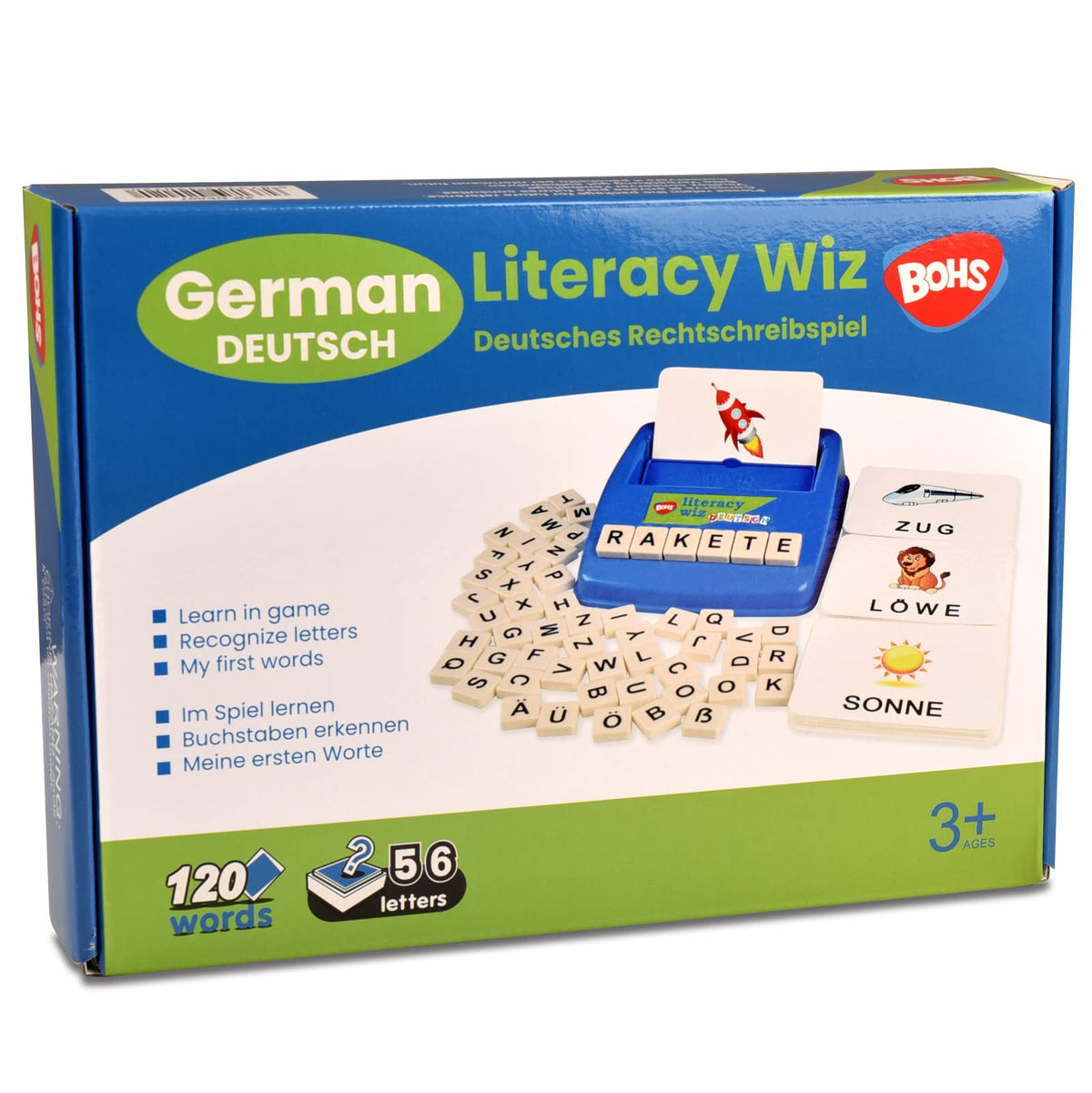 BOHS German Flash Cards for Kids, 60-Card Spelling and Language Game
