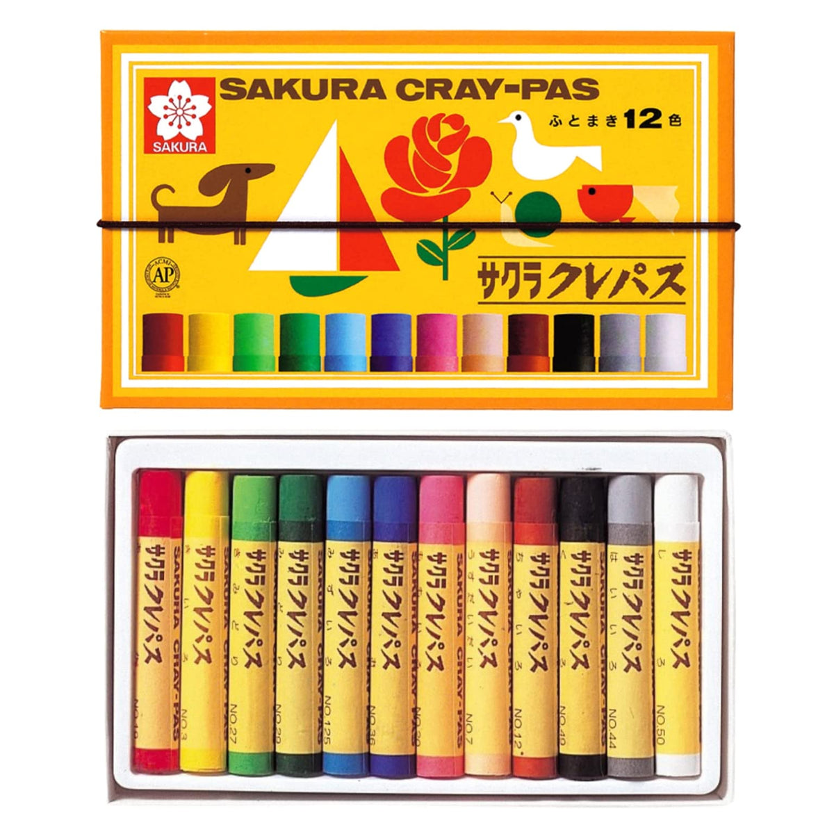 Sakura Color pastel crayon 12 colors with rubber string LP12R (japan import)
