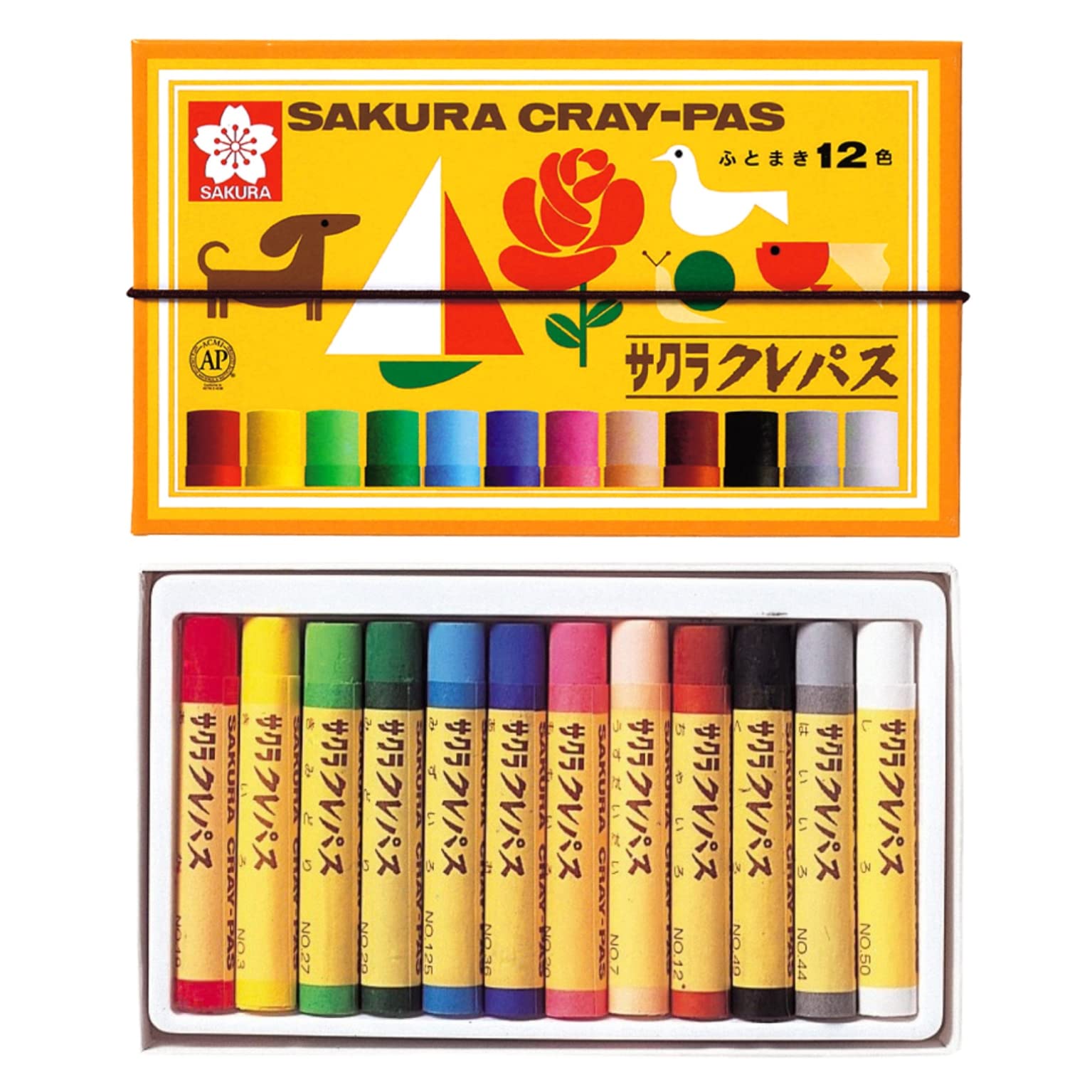 Sakura Color pastel crayon 12 colors with rubber string LP12R (japan import)