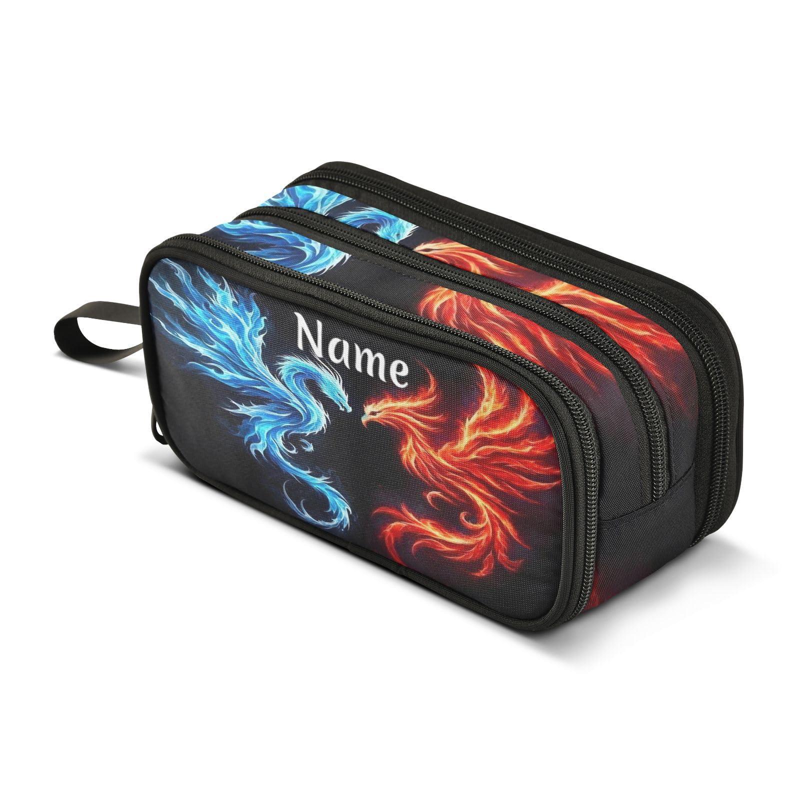 BOENLE Custom Dragon Phoenix Pencil Case Box Boys Girls Personalized Name Large Pencil Pouch