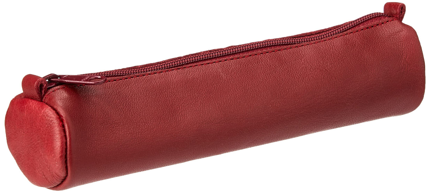 Clairefontaine 77030C Collection Age Bag A Small Round Pencil Case in Genuine Red Lambskin - 18.5