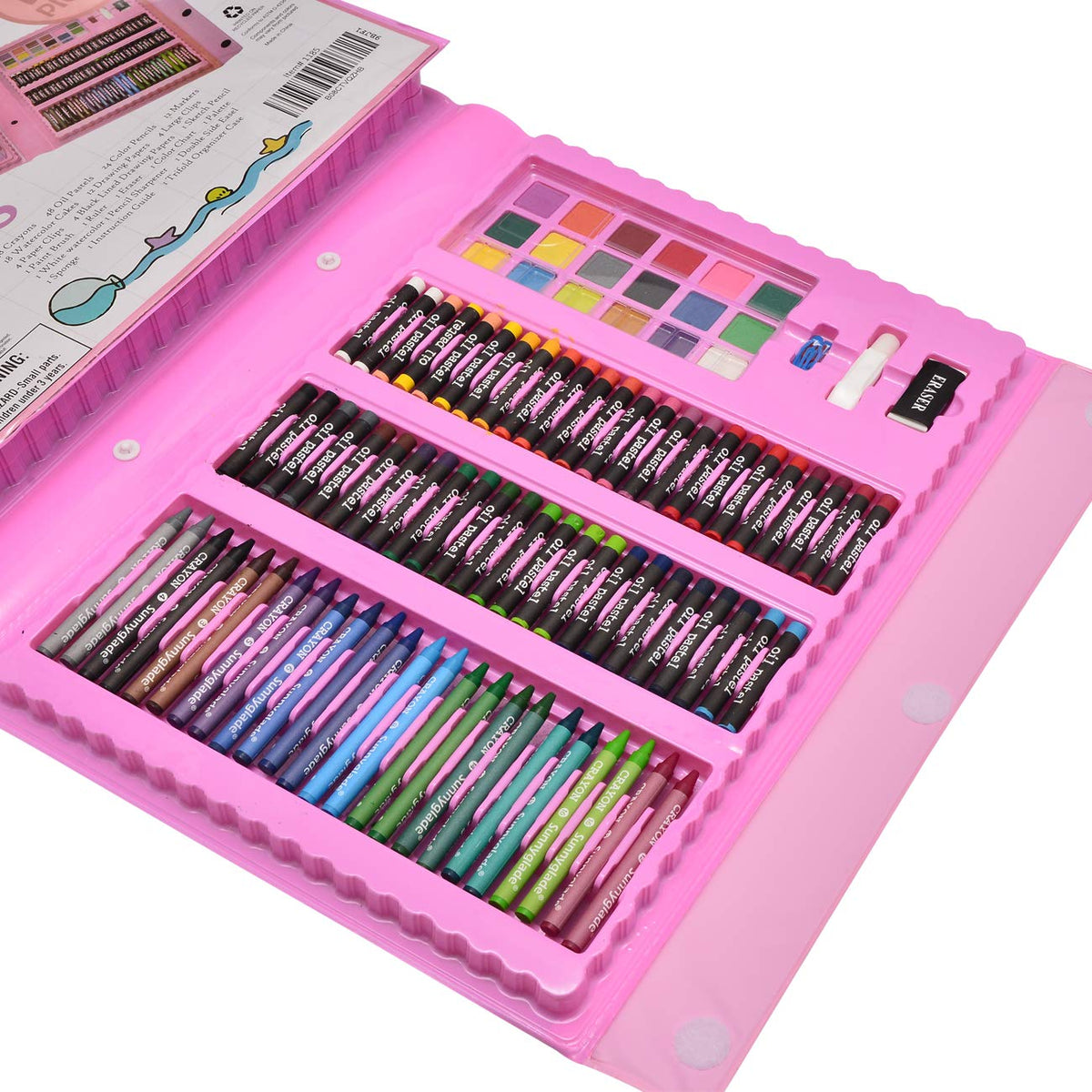 Sunnyglade 185 Pieces Double Sided Trifold Easel Art Set Art Supplies Pink