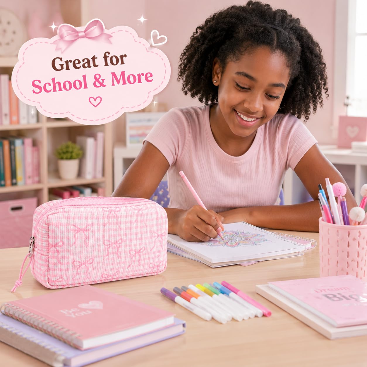 LEDAOU Cute Pencil Case for Kids Girls Boys Pencil Pouch kawaii Pen Pencil Box Bag Holder for