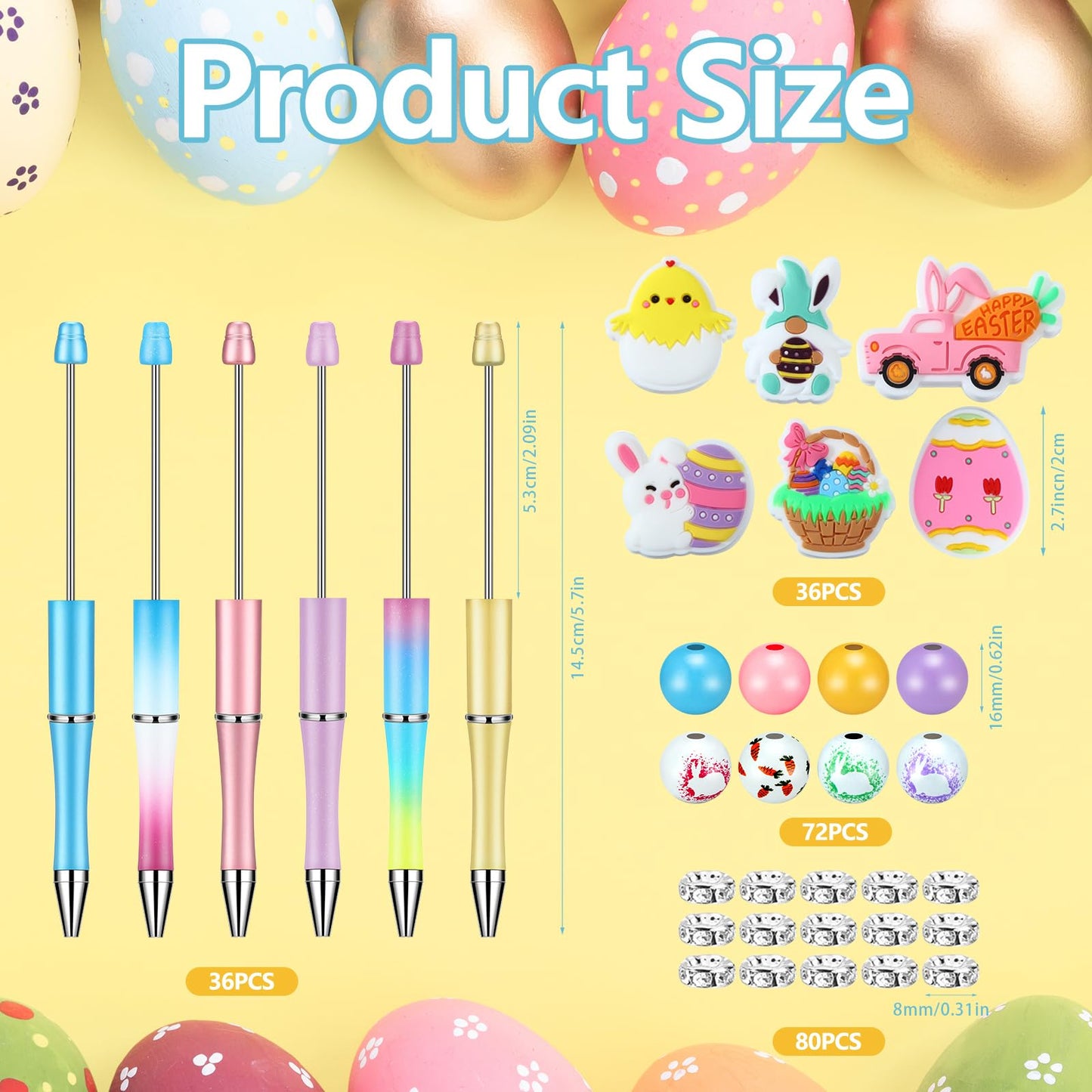 Ctosree 36 Sets Beadable Pen Making Kit, Focal Beads & Spacer Beads