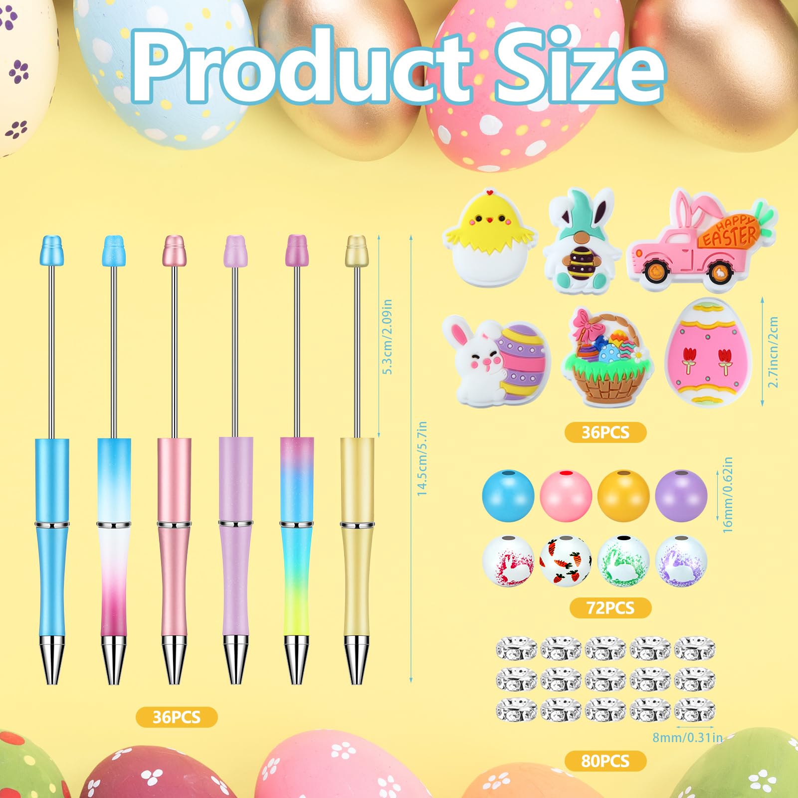 Ctosree 36 Sets Beadable Pen Making Kit, Focal Beads & Spacer Beads