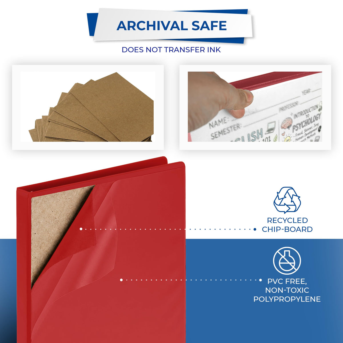 Samsill Durable 0.5 inch 3 Ring Binder, D Ring Binder,100% Recycled Chipboard, Red, 12 Pack