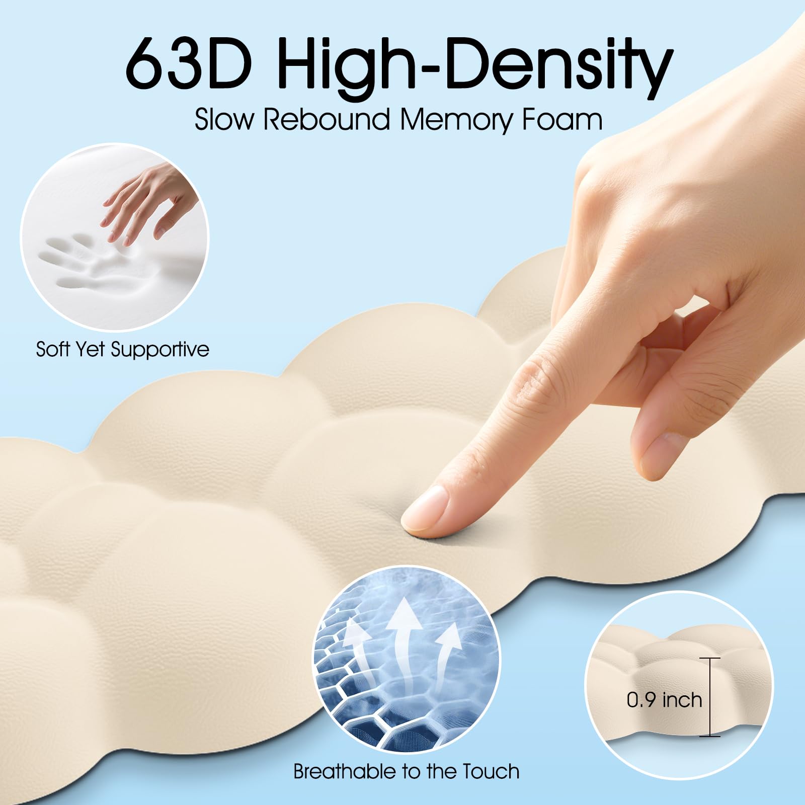 Retuhapy Cloud Wrist Rest Keyboard Cushion and Cloud Mouse Pad, Beige