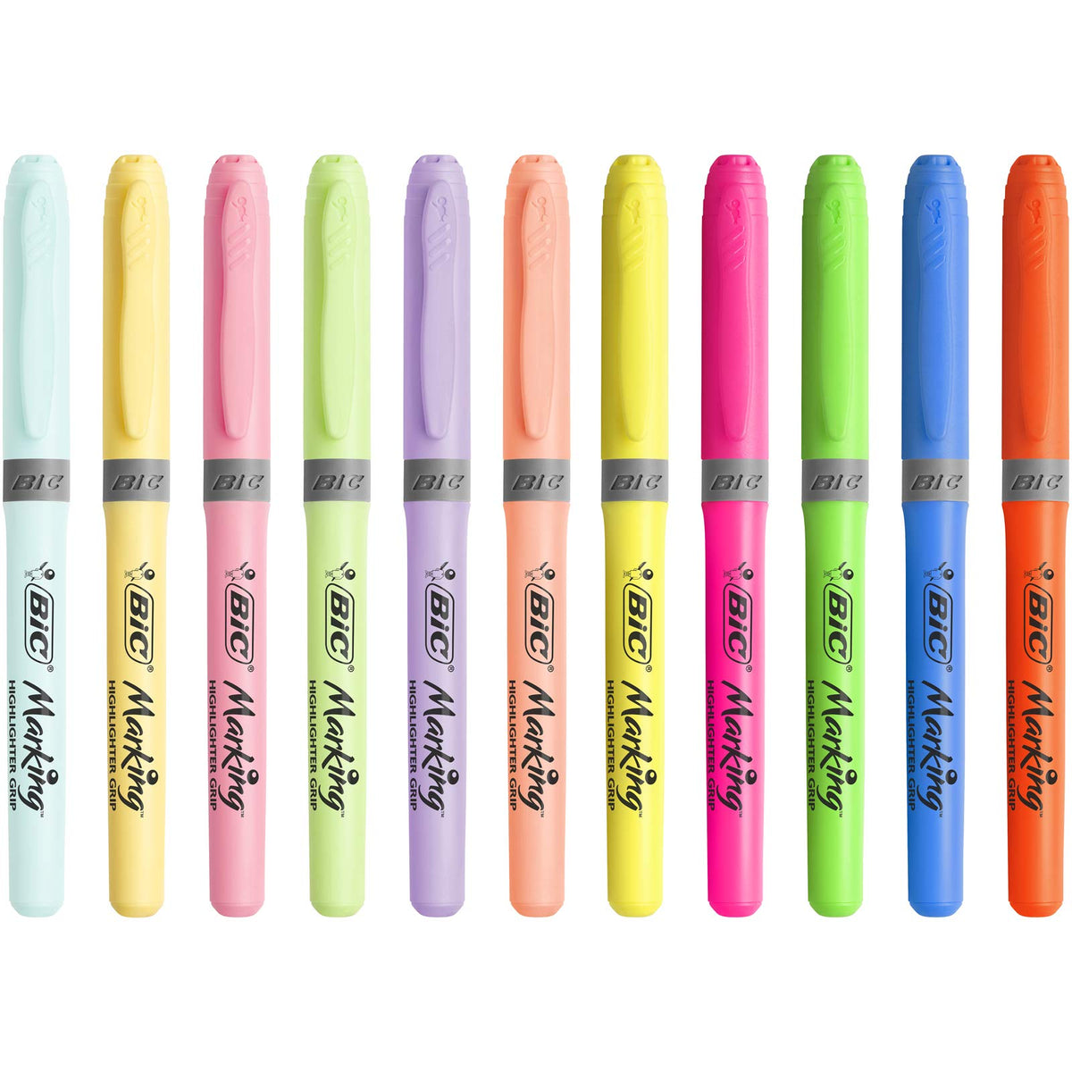 BIC Highlighter Grip & Highlighter Grip Pastel Pack of 24
