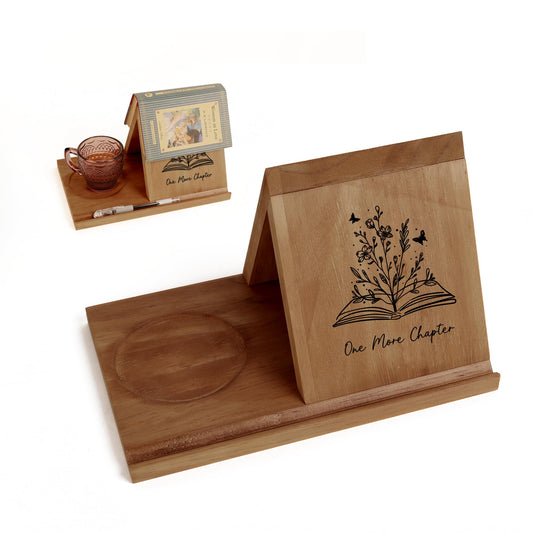 LITIVY Wooden Triangle Bookmark, Small Bookshelf with Drink Holder, Wood Book Reading Rest with
