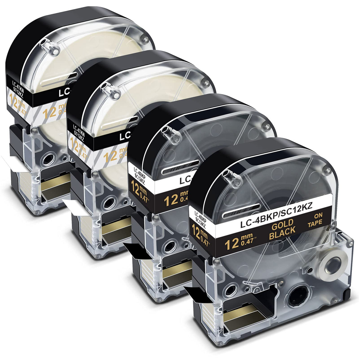 Pristar Compatible for Epson LK-4BKP LK-4TKN 12mm 0.47" Gold Label Tape