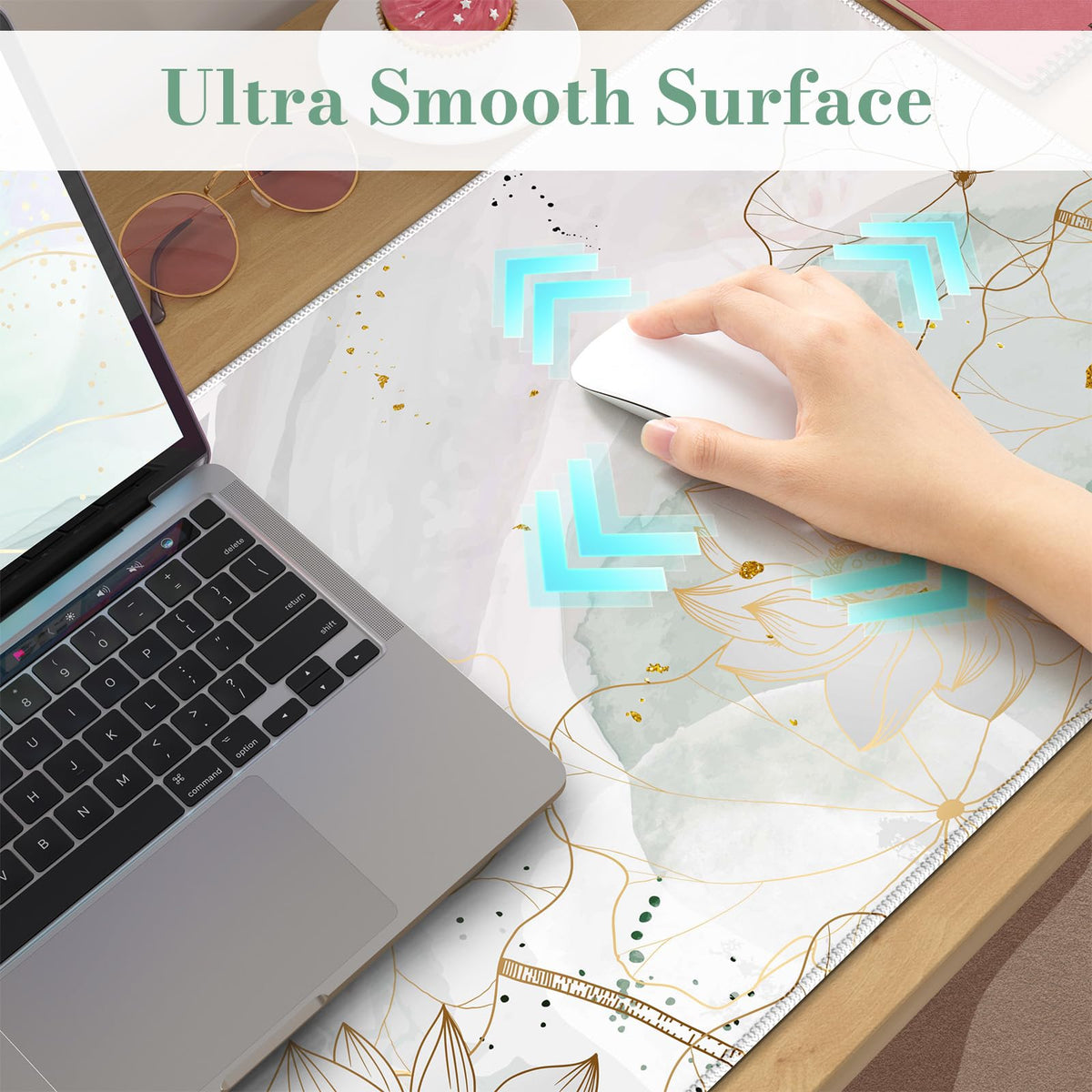 iCasso Desk Cover Mat, Extra Large Lotus Mouse Pad, Green Lotus Leaf