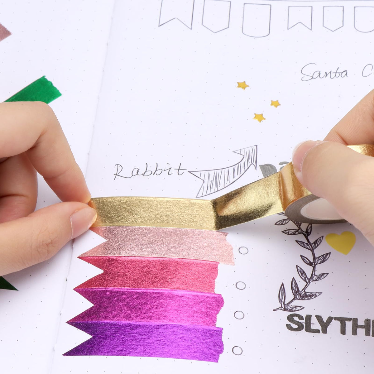 NatSumeBasics 3 Gold Foil Washi Tape Metallic Masking Craft Tapes