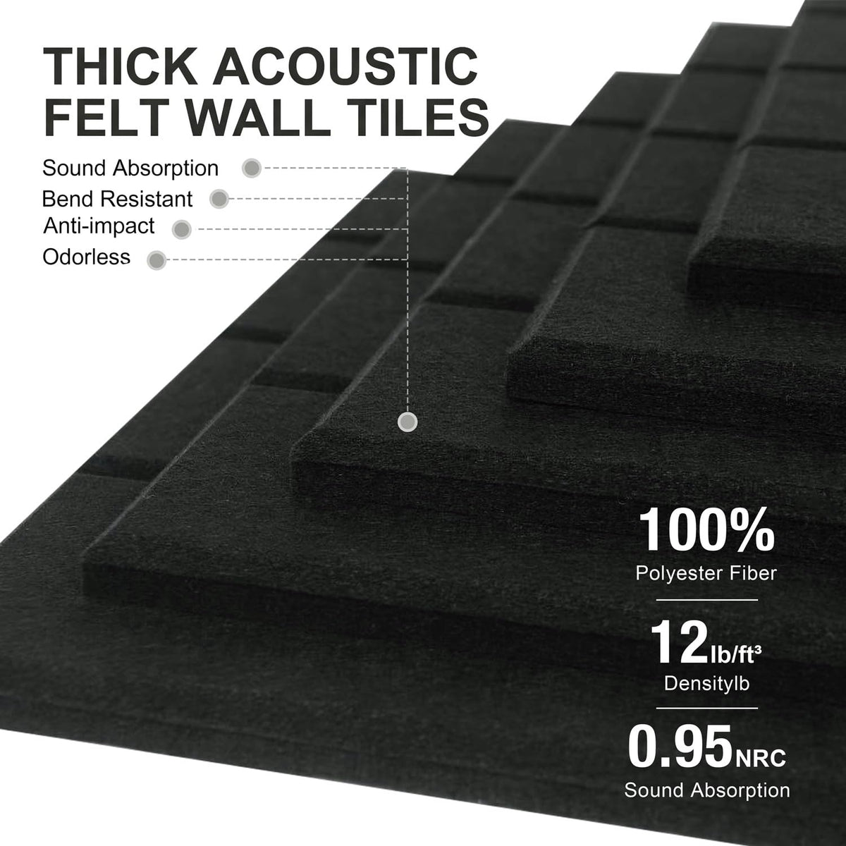 G Gamit 0.47" Thick Felt Wall Tiles 36"x24" Cork Board Alternative 6 Pack 11.81"x11.81"Felt