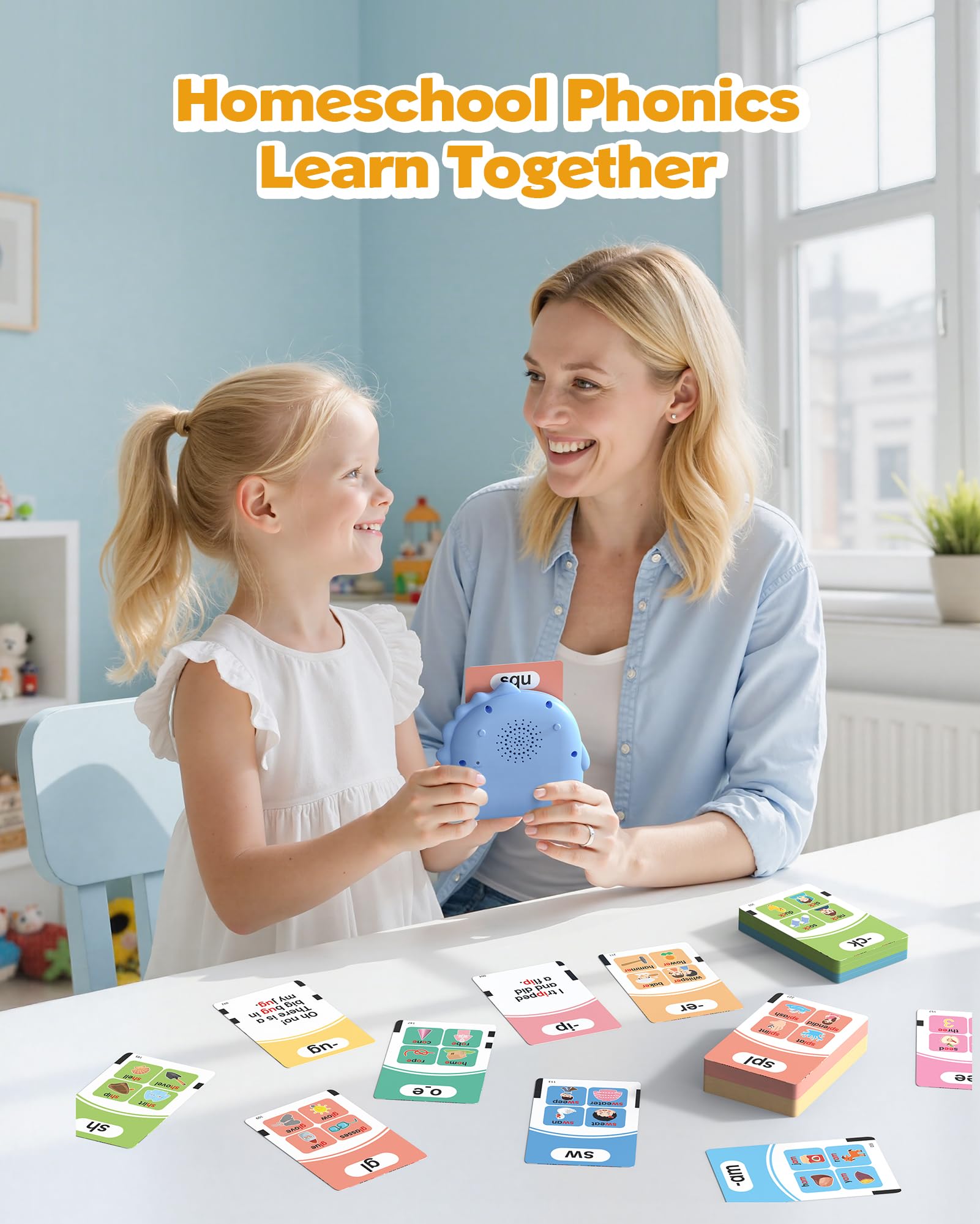Phonics Talking Flash Cards for Toddlers 3-8, Airbition Learn to Read in 20 Stages, Digraphs CVC