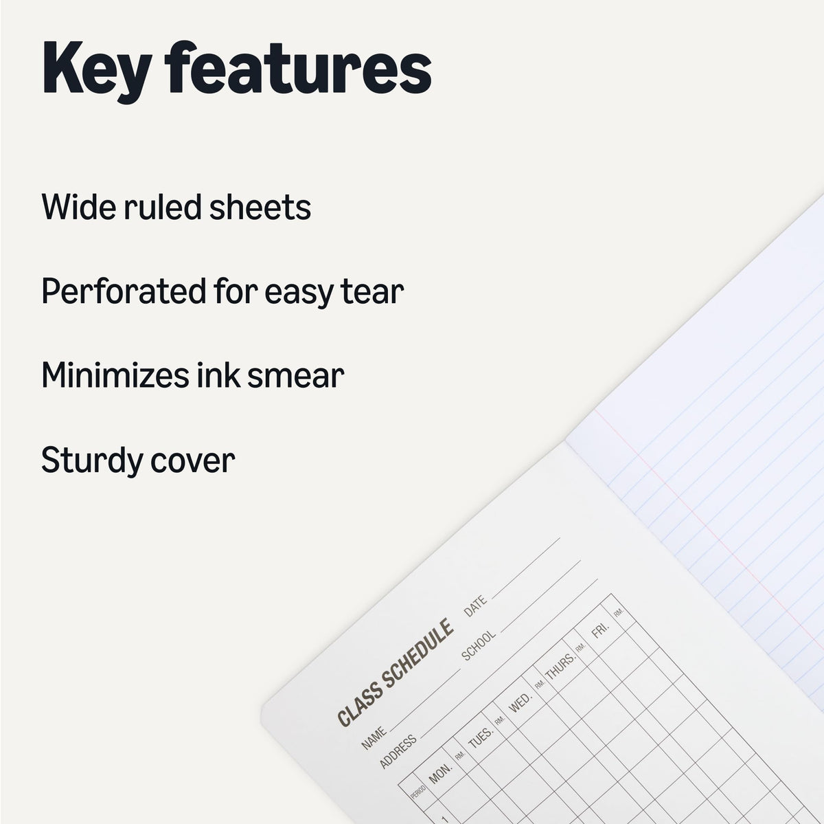 Amazon Basics Composition Notebook, Wide Ruled, 100 Sheets, 9.75" x 7.5", Marble Black, 12-Pack