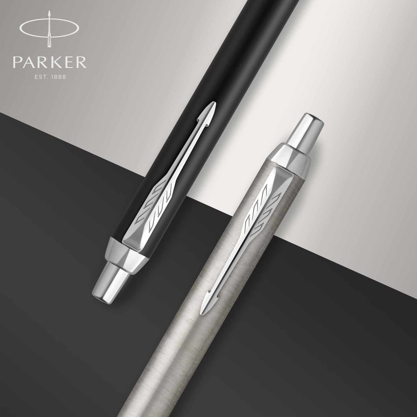 PARKER IM Ballpoint Pen | Matte Black with Chrome Trim | Medium Point with Blue Ink Refill | Gift