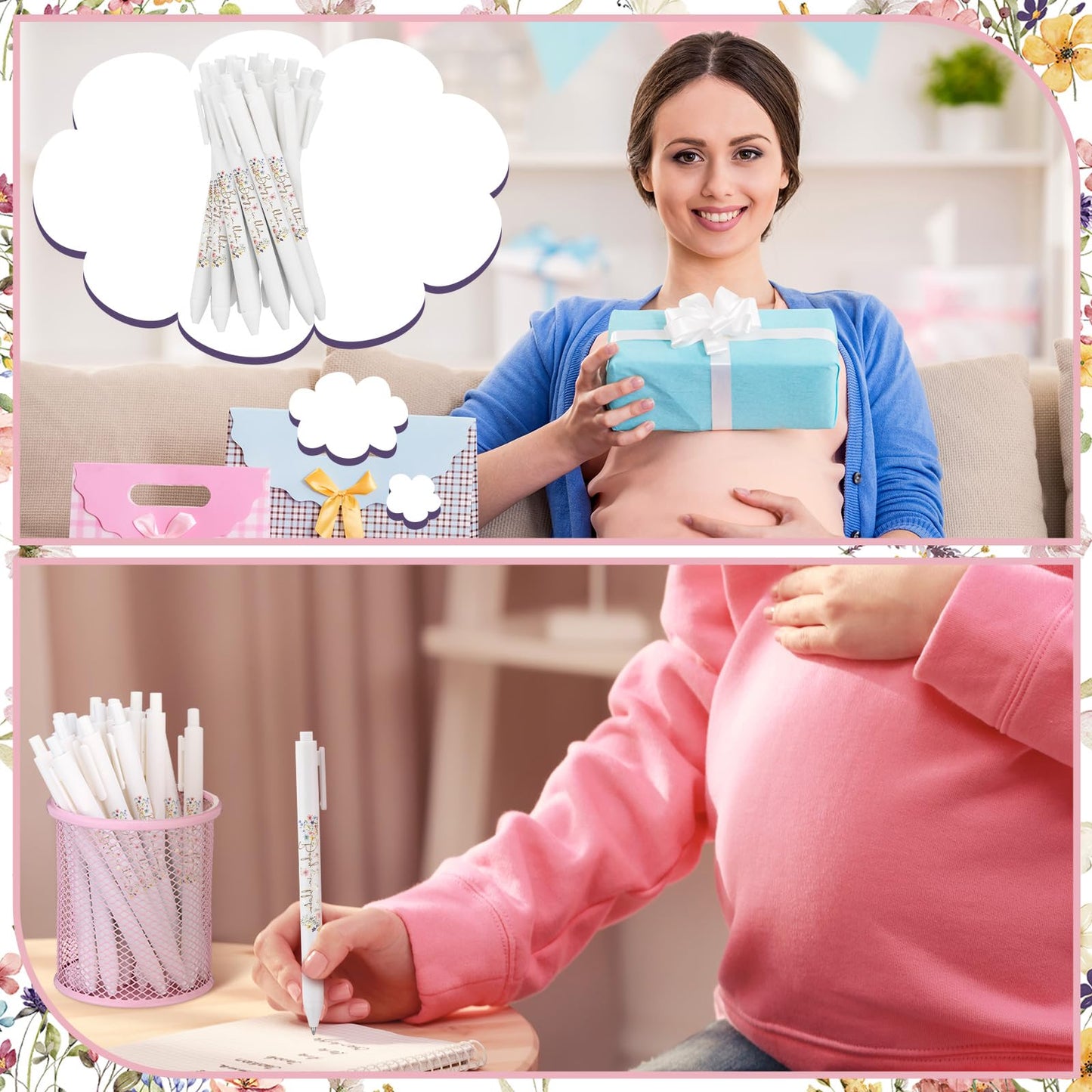 Kisston 60 Pcs Wildflower Baby Shower Pens, Gifts Party Favors Bulk