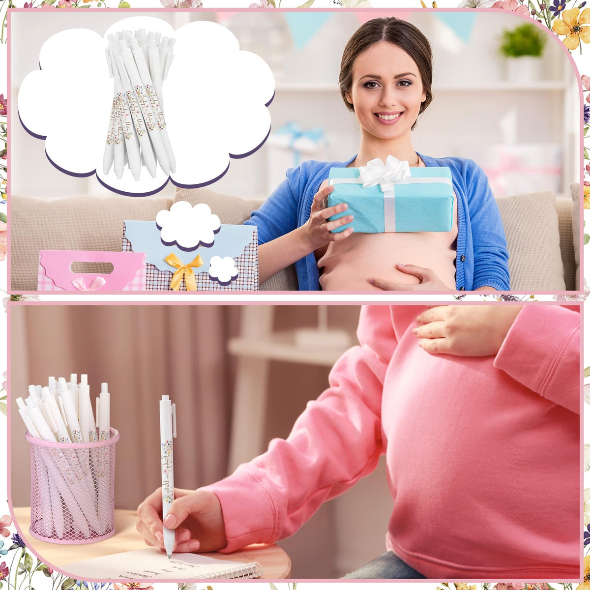 Kisston 60 Pcs Wildflower Baby Shower Pens, Gifts Party Favors Bulk