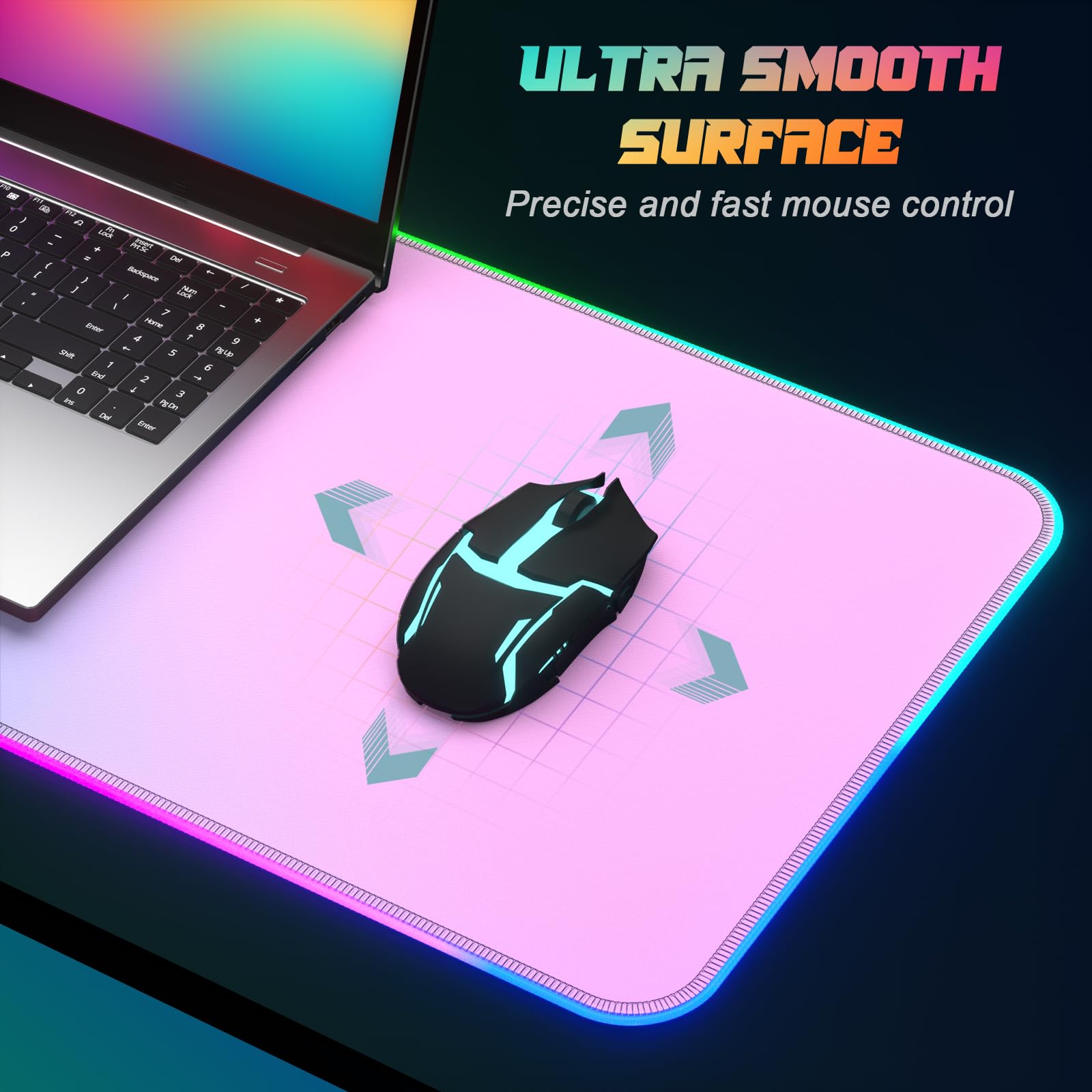 ITNRSIIET RGB Gaming Mouse Pad, Full Desk XL Extended Large Gaming Mousepad, 12 Lighting Modes 30%