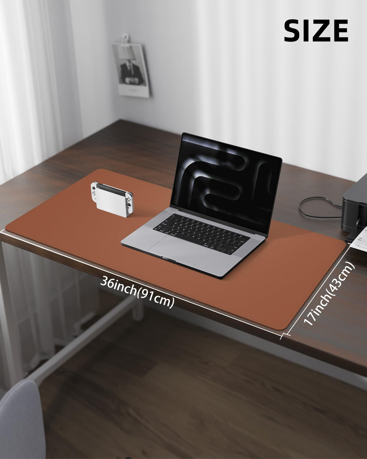 Leather Mouse Pad & Desk Blotter Mat - Non-Slip PU Laptop Desk Pad, Waterproof Writing Pad for