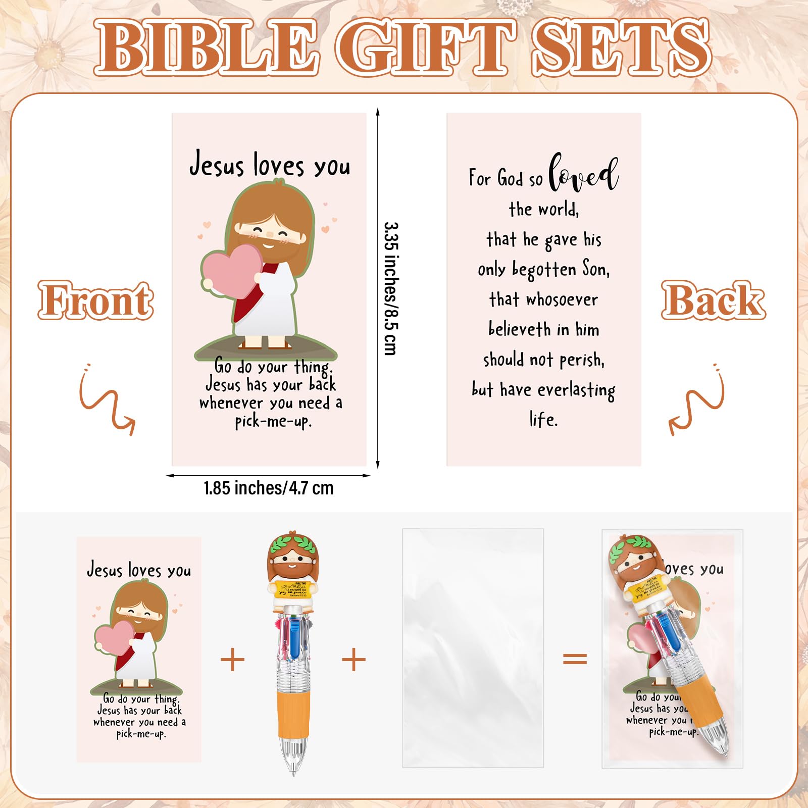 Sayglossy 30 Sets Little Jesus Pens Bulk, 4-in-1 Christian Pens with Cards