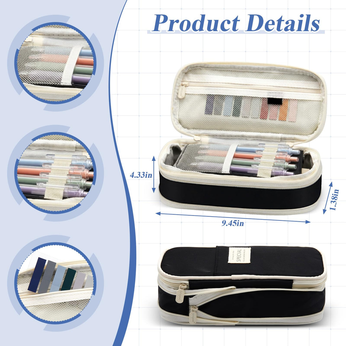 Jutom 39 Pcs Aesthetic Book Annotation Kit,Black,Cute Style