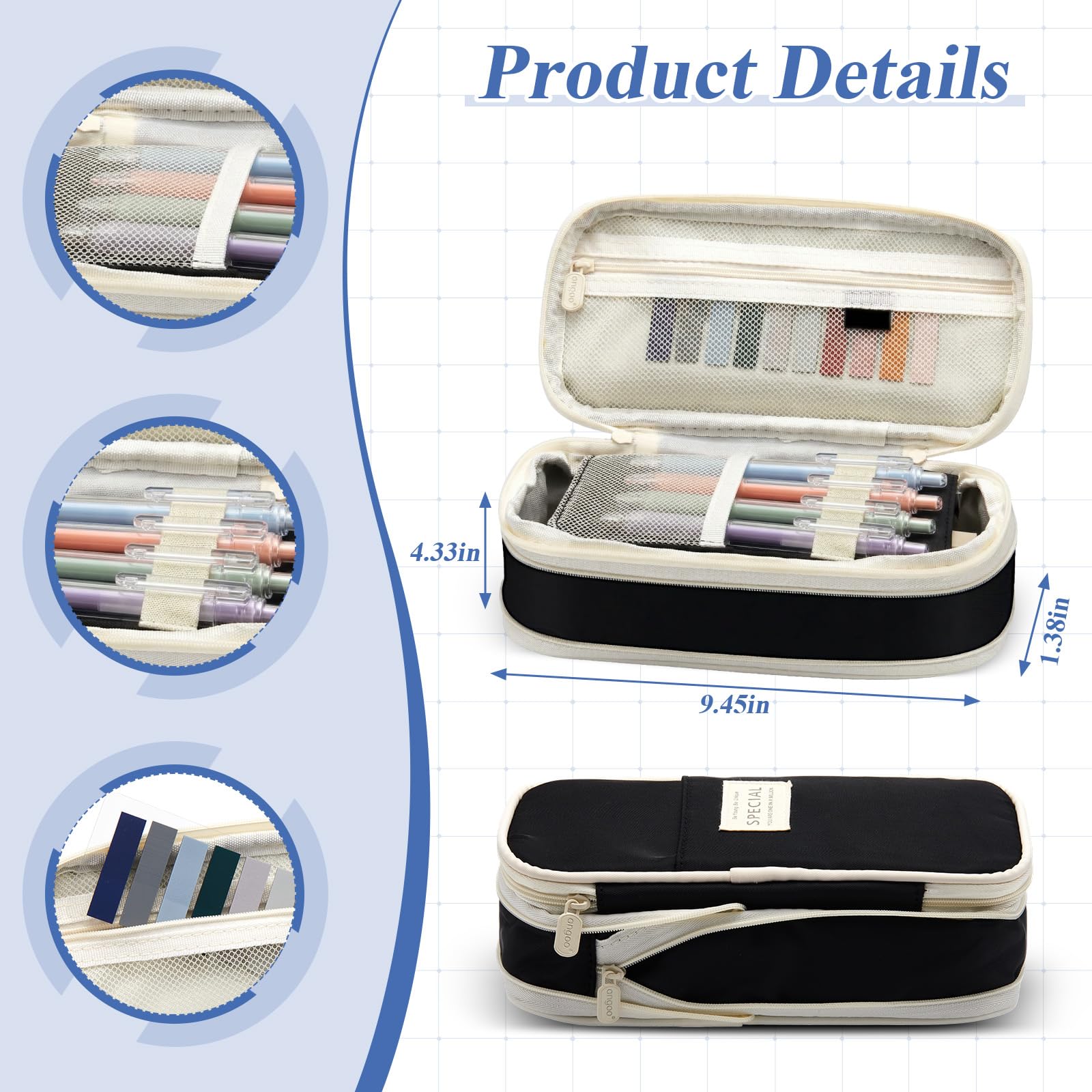 Jutom 39 Pcs Aesthetic Book Annotation Kit,Black,Cute Style