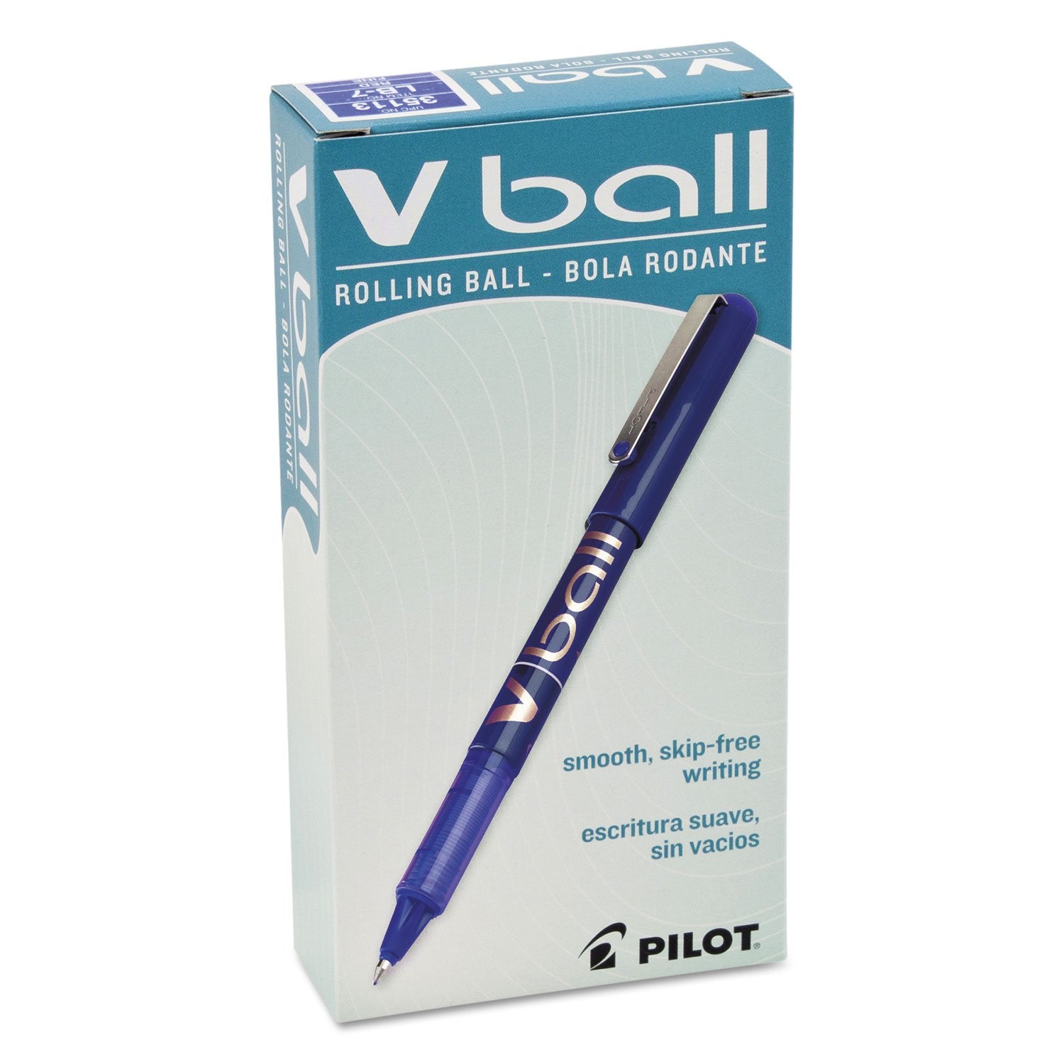 Pilot VBall Liquid Ink Rolling Ball Stick Pens, Blue Ink, 12-Pack