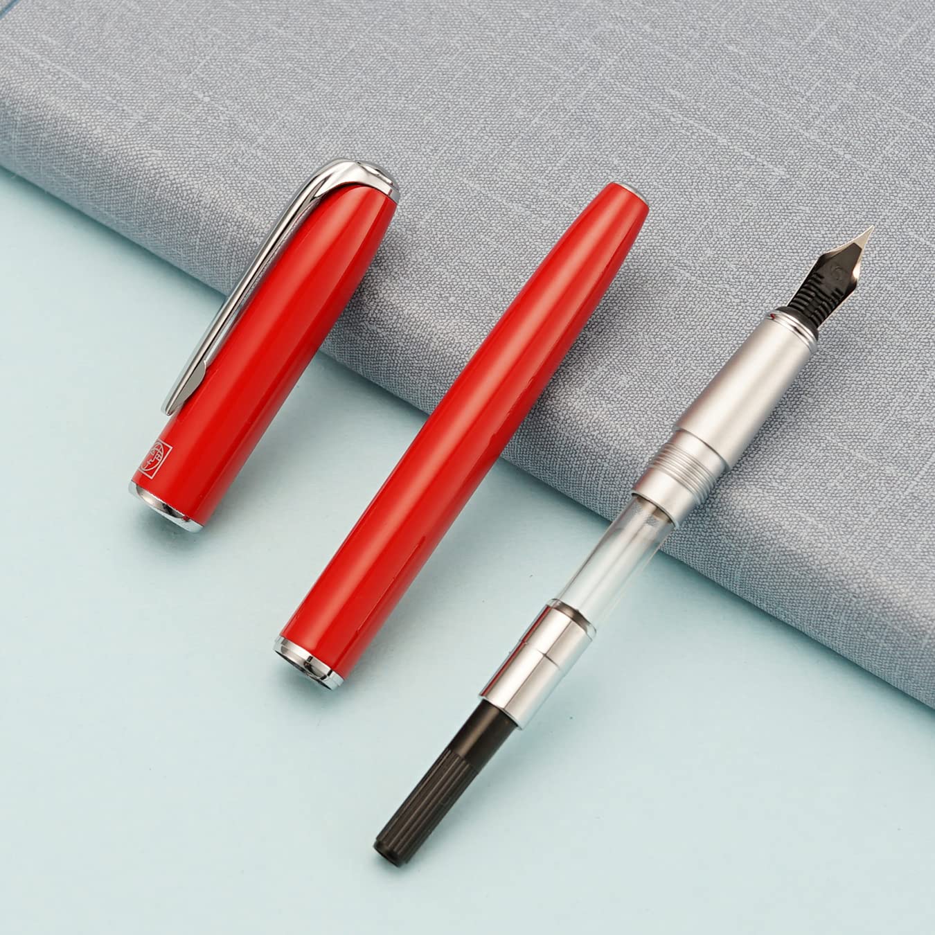 erofa Picasso 916 Red Fountain Pen with Gift Box Writing Pen Set Medium Nib 0.7mm for Office