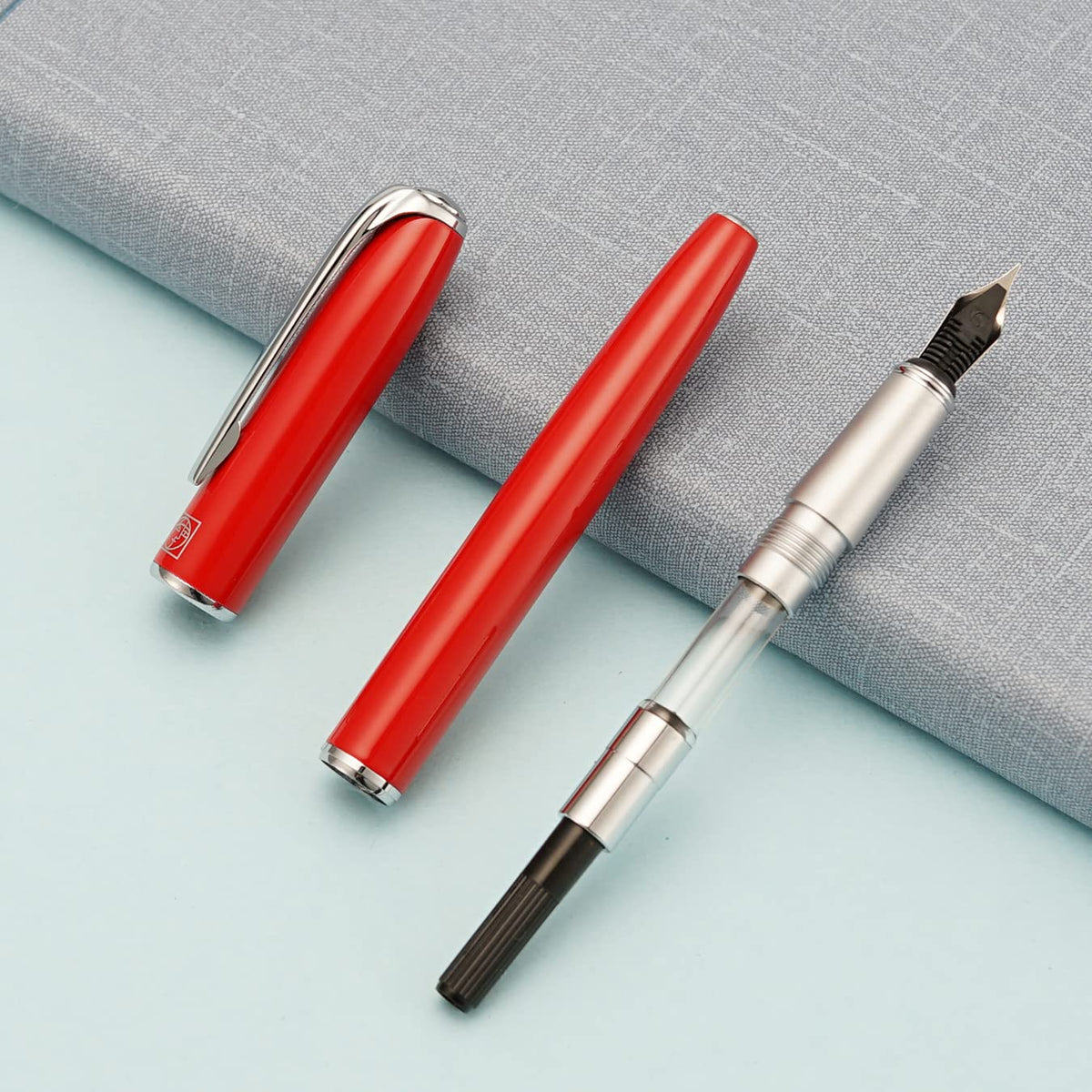 erofa Picasso 916 Red Fountain Pen with Gift Box Calligraphy Writing Pen Set Bent Nib Fude 1.0mm