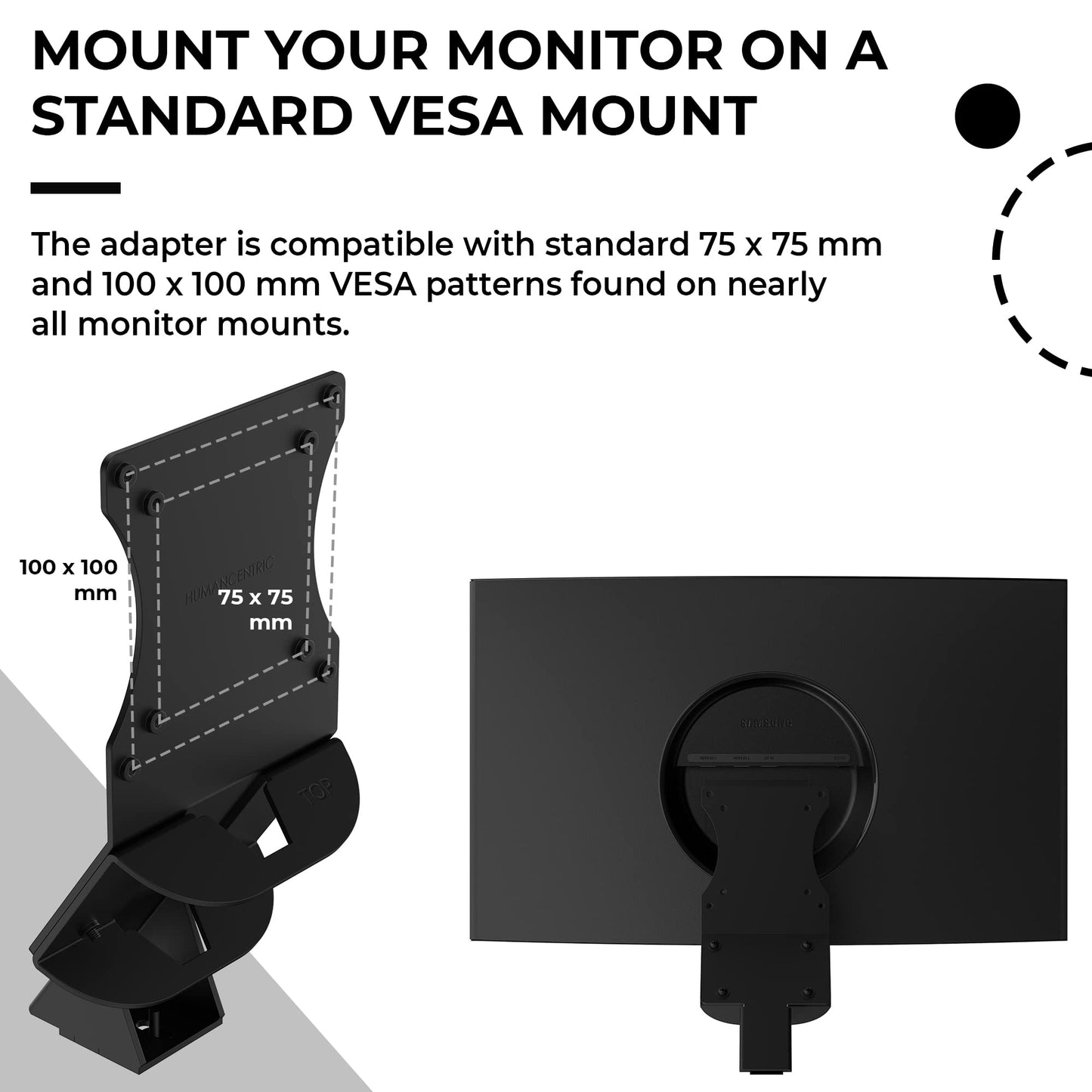 HumanCentric VESA Mount Adapter for Samsung Curved Monitors CF397 & CRG5